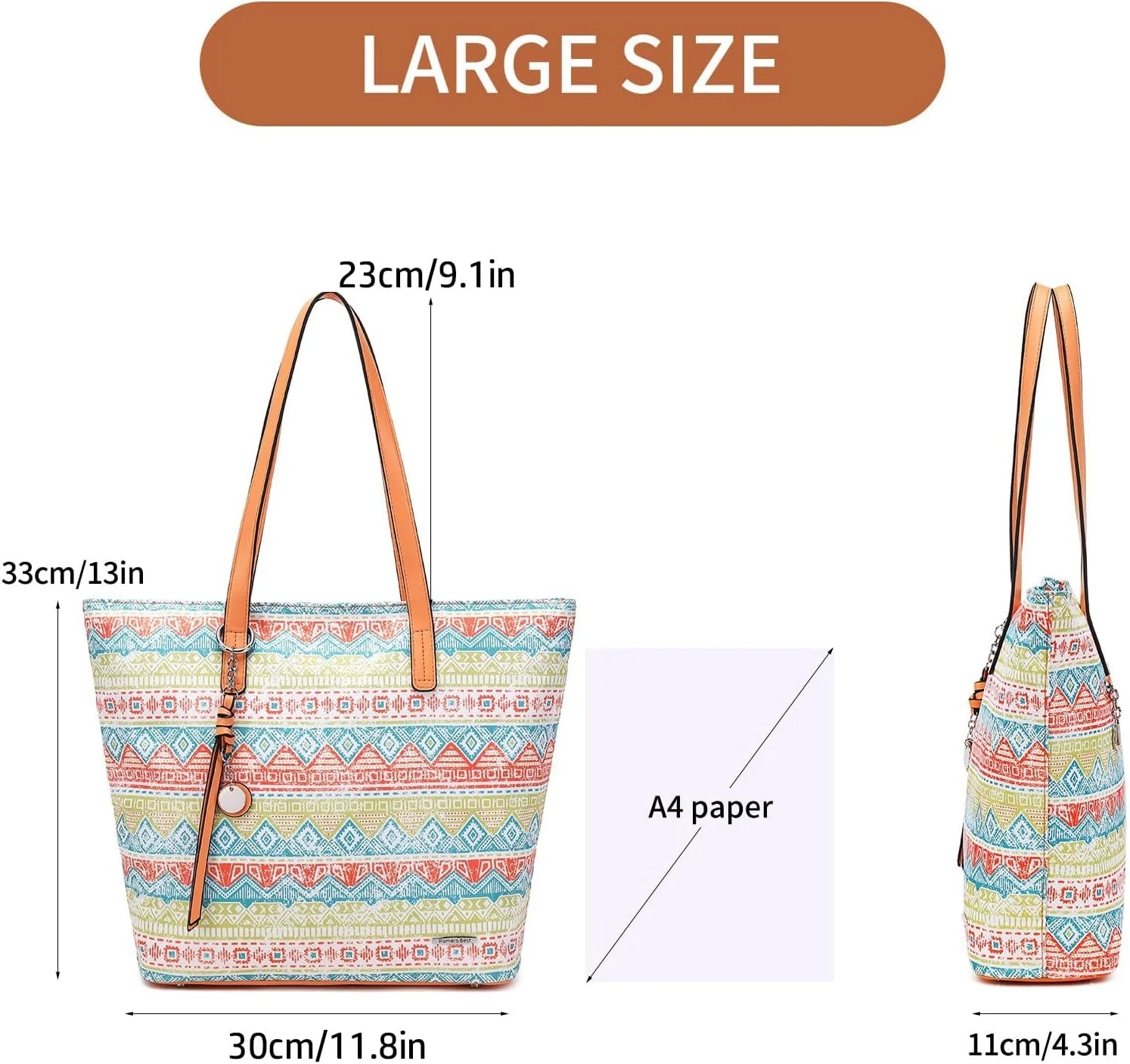 کیف دستی زنانه بزرگ با محفظه زیپ دار از جنس چرم مصنوعی نرم