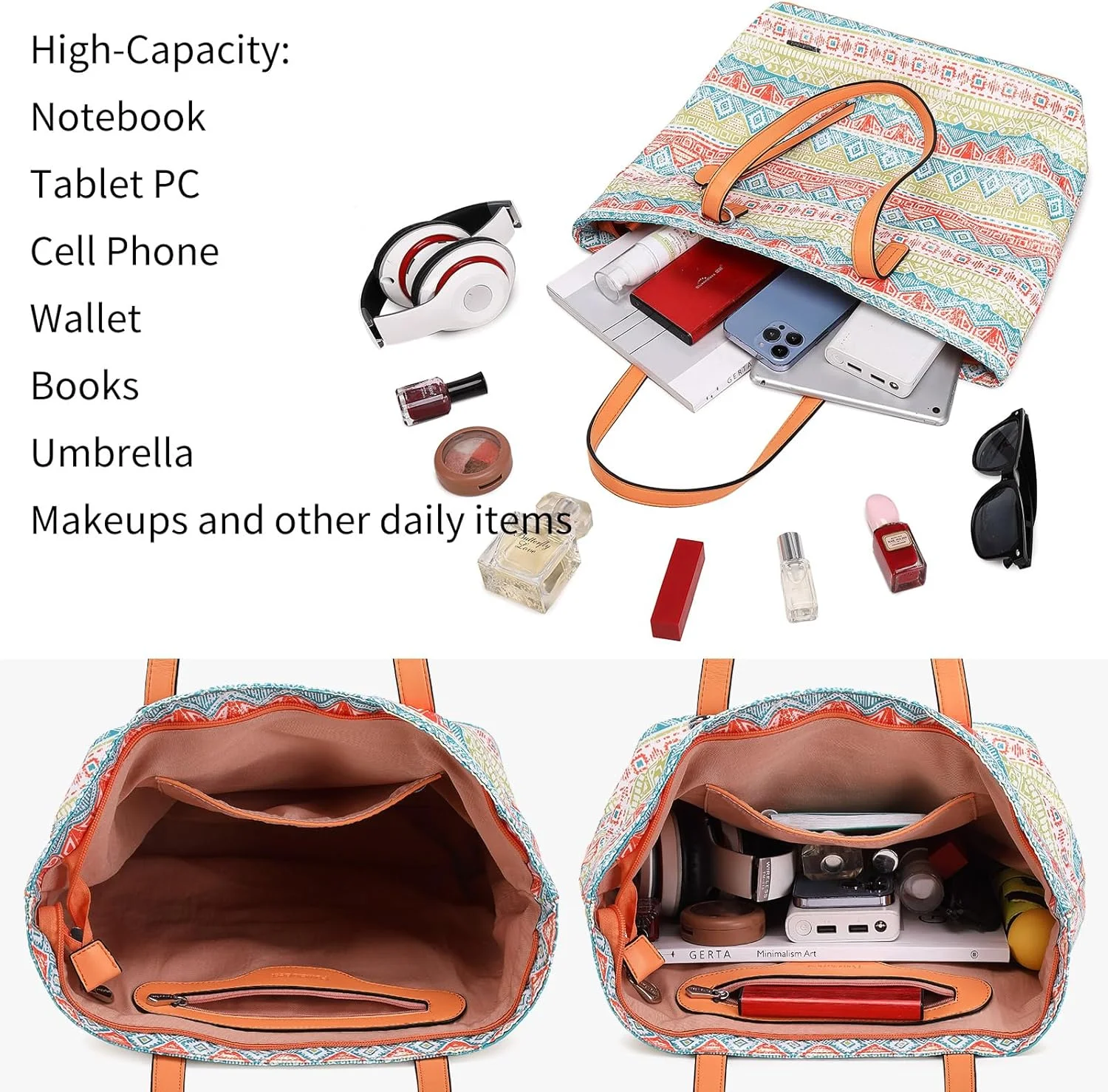 کیف دستی زنانه بزرگ با محفظه زیپ دار از جنس چرم مصنوعی نرم