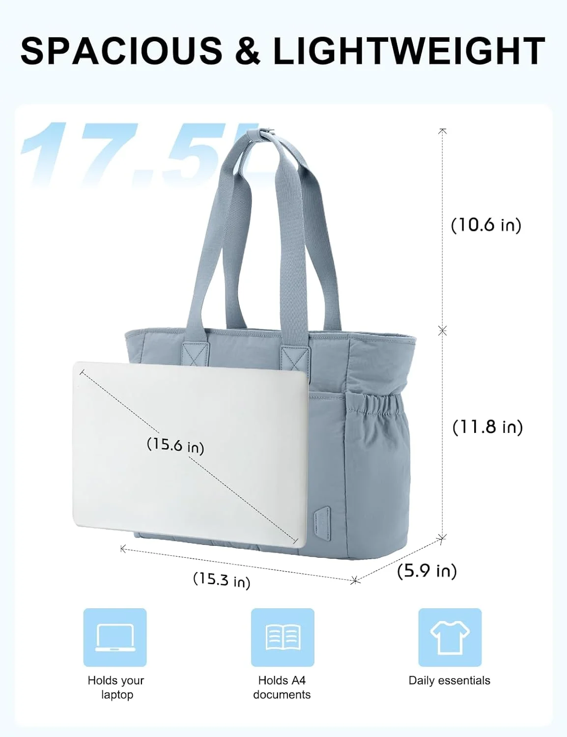 کیف دستی پافر زنانه VASCHY، کیف سبک وزن لحافی با محفظه لپ تاپ و زیپ برای کار/معلم/مسافرت/باشگاه