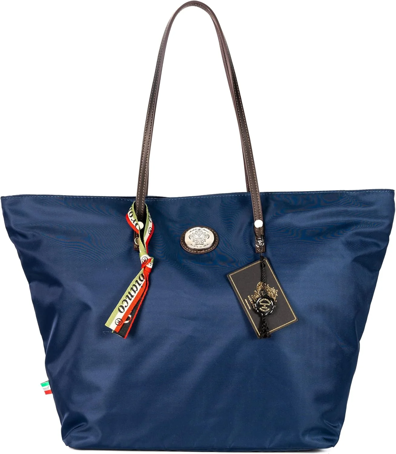 کیف دستی اوروبیانکو مدل Barrady - نایلون آبی / چرم قهوه ای