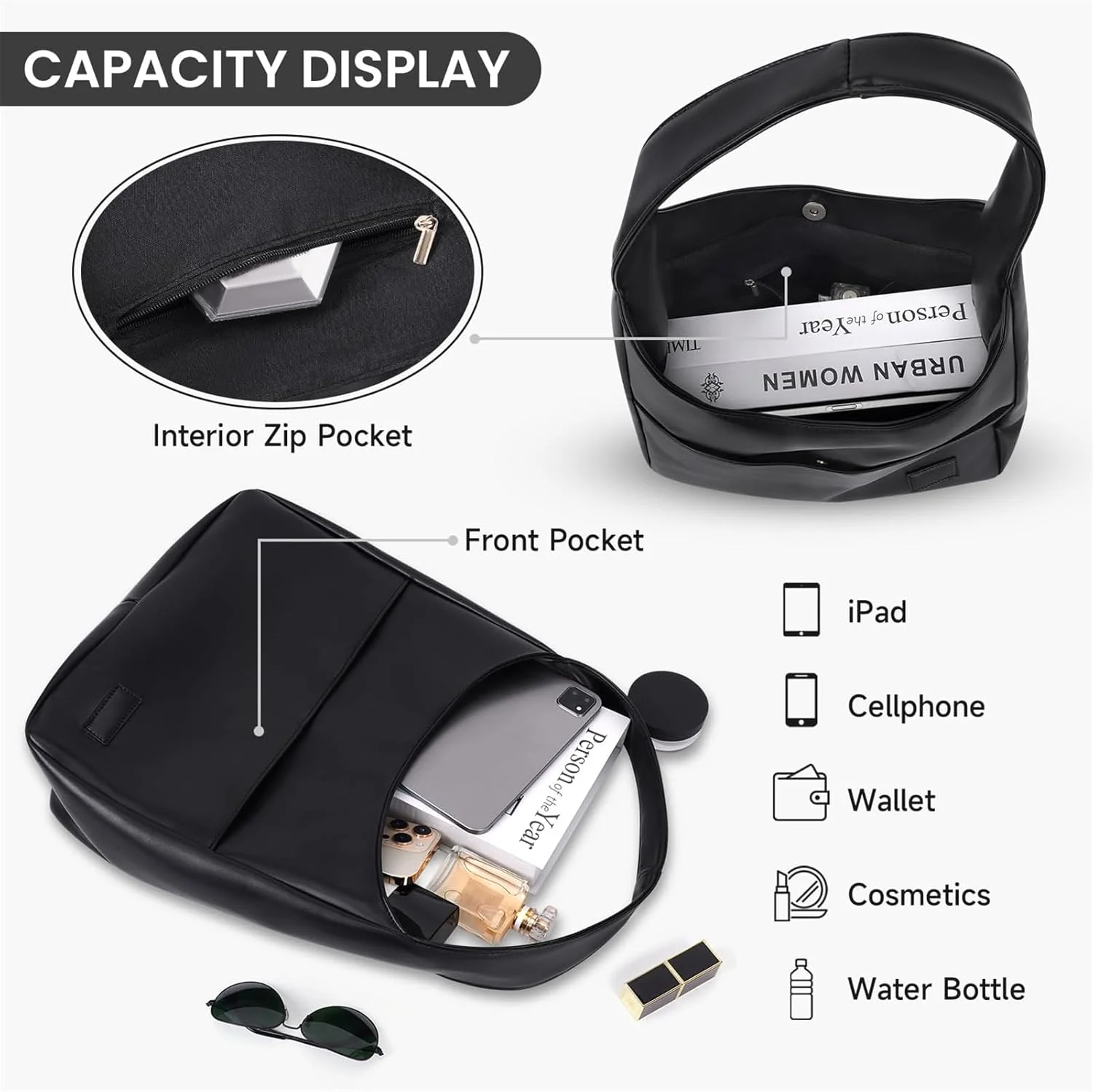 کیف دستی زنانه چرمی مصنوعی TERRIFI - کیف شانه ای شیک، ایده آل برای دانشگاه، کار، کیف چرمی، کیف دستی زیبا کیف دستی زنانه چرمی مصنوعی TERRIFI - کیف شانه ای شیک، ایده آل برای دانشگاه، کار، کیف چرمی، کیف دستی زیبا