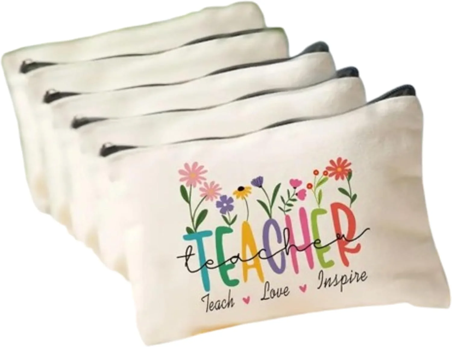 ست هدیه قدردانی از معلم - کیف دستی گلدار، کیف لوازم آرایش زیپ دار، کیسه های اسنک - ایده آل برای مادر، معلمان، مربیان در روز مادر، کریسمس، تولد، کیف لوازم آرایش معلم