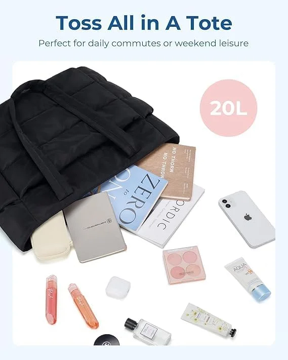 کیف دستی زنانه، کیف جادار سبک وزن با محفظه، کیف دوشی لحافی برای مسافرت و کار