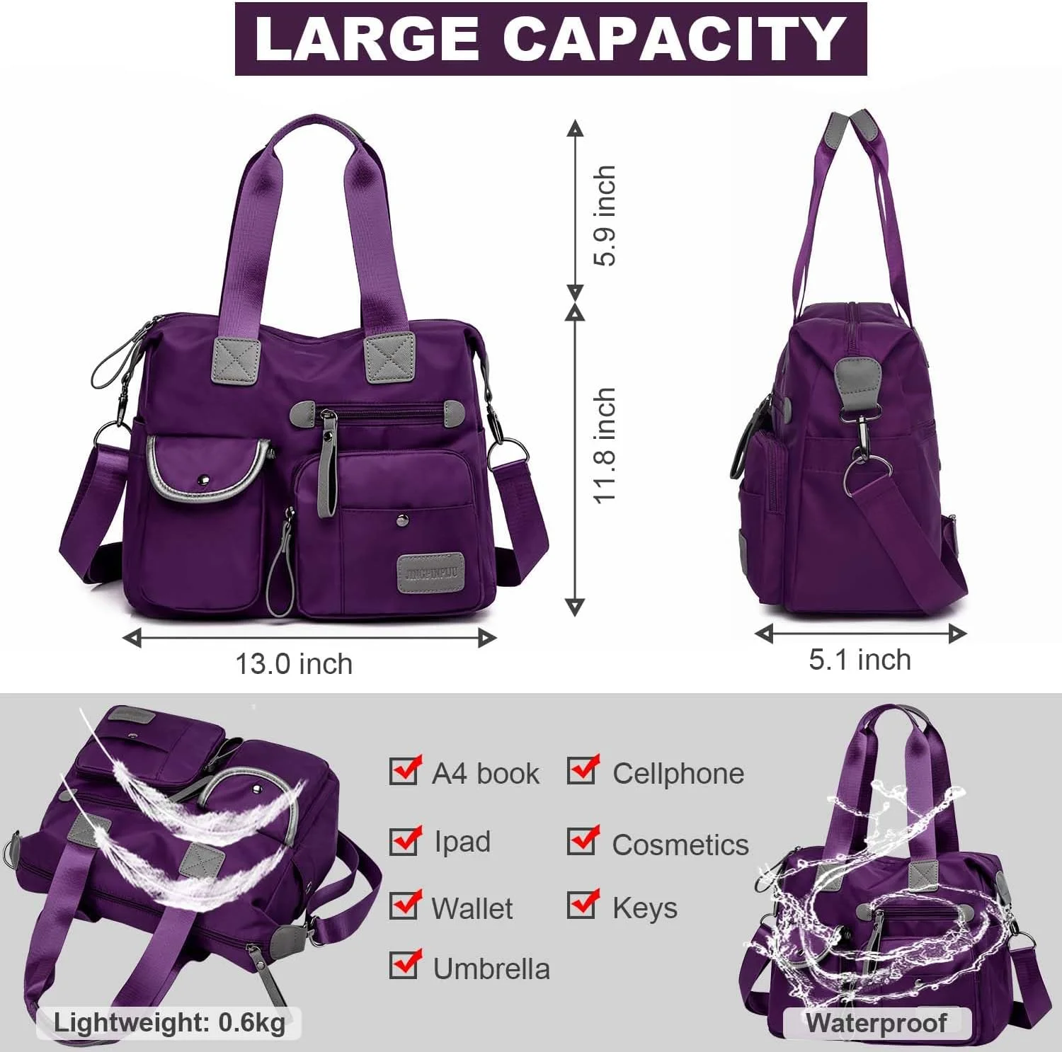 کیف دستی زنانه YouNuo، کیف بزرگ دوشی