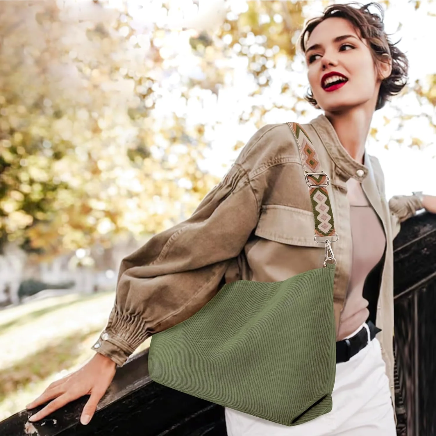 کیف دستی زنانه مخملی کبریتی، کیف شانه ای شیک، با زیپ، با بندهای قابل تنظیم، زنانه، برای کار، مسافرت، استفاده روزانه