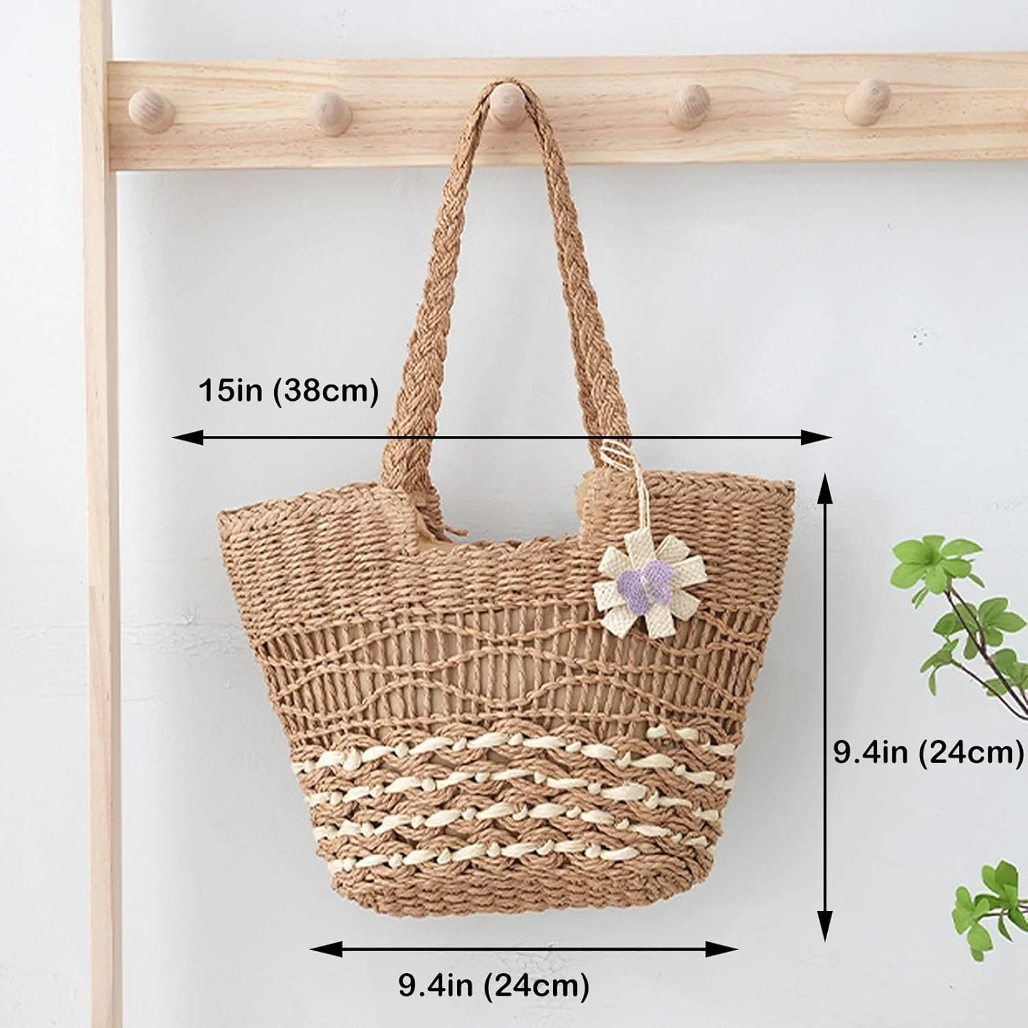 کیف حصیری بافته شده زنانه به سبک بوهو، کیف دستی ساحلی تعطیلات تابستانی با زیپ، کیف شانه ای شیک کیف حصیری بافته شده زنانه به سبک بوهو، کیف دستی ساحلی تعطیلات تابستانی با زیپ، کیف شانه ای شیک