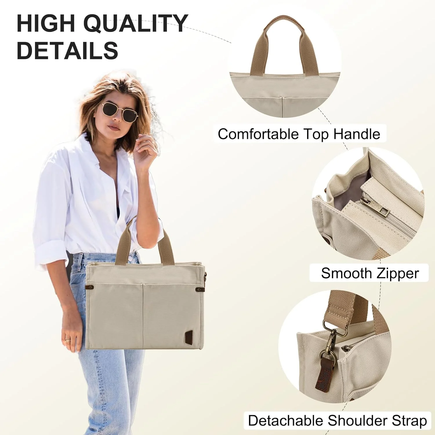 کیف دستی بوم زنانه، کیف غیررسمی با جیب و زیپ، کیف دوشی و دستی برای کار، مسافرت روزانه کیف دستی بوم زنانه، کیف غیررسمی با جیب و زیپ، کیف دوشی و دستی برای کار، مسافرت روزانه