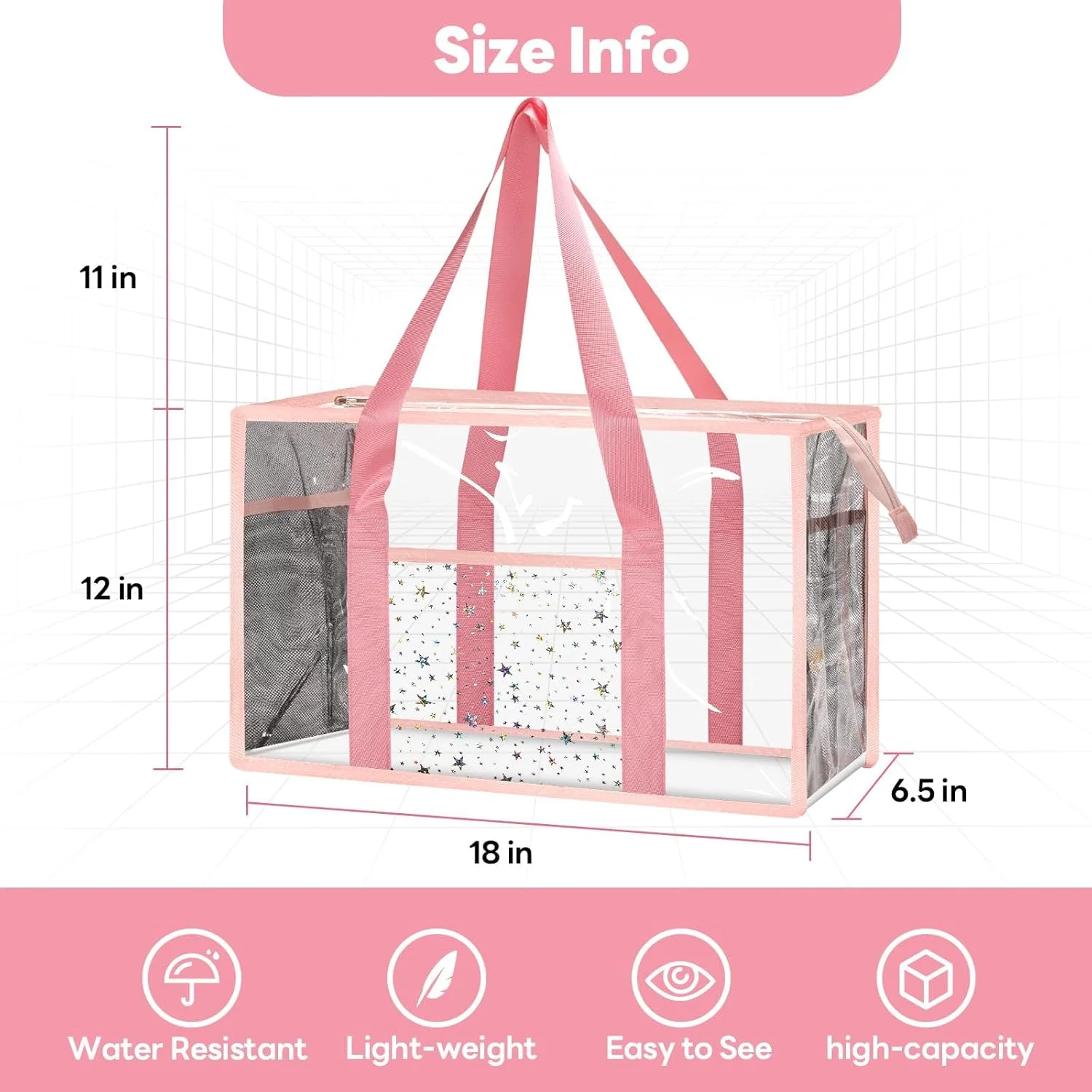 کیف بزرگ ساحلی شفاف زنانه، کیف دستی مسافرتی TPU شفاف، تایید شده امنیتی استادیوم با بست زیپی، ضد شن، طراحی چند محفظه ای، PVC بادوام برای کار، ساحل، مسافرت و استخر کیف بزرگ ساحلی شفاف زنانه، کیف دستی مسافرتی TPU شفاف، تایید شده امنیتی استادیوم با بست زیپی، ضد شن، طراحی چند محفظه ای، PVC بادوام برای کار، ساحل، مسافرت و استخر