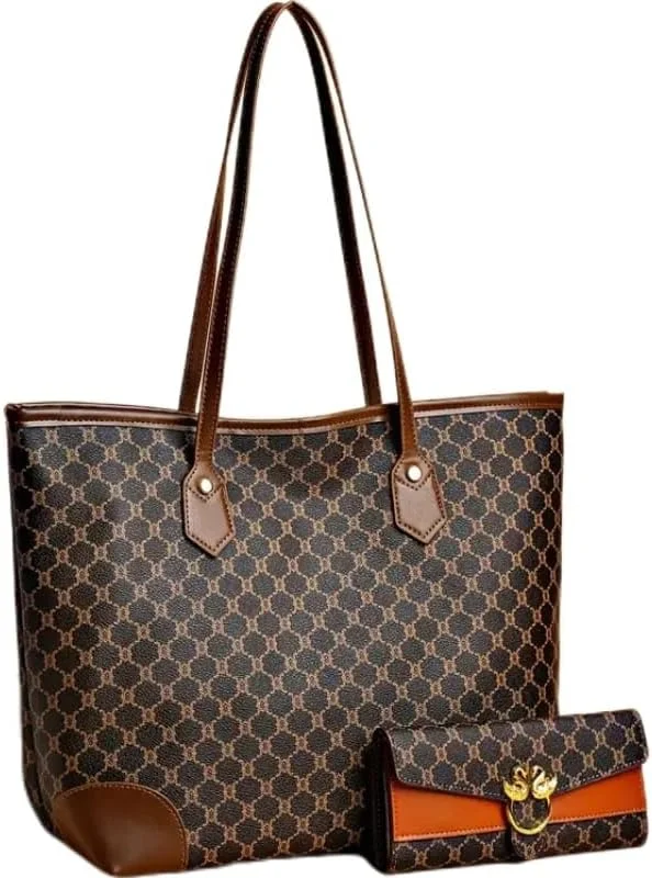 ست دو تکه کیف دستی جادار و کیف پول شیک برای بانوان میانسال، مد روز و ظریف