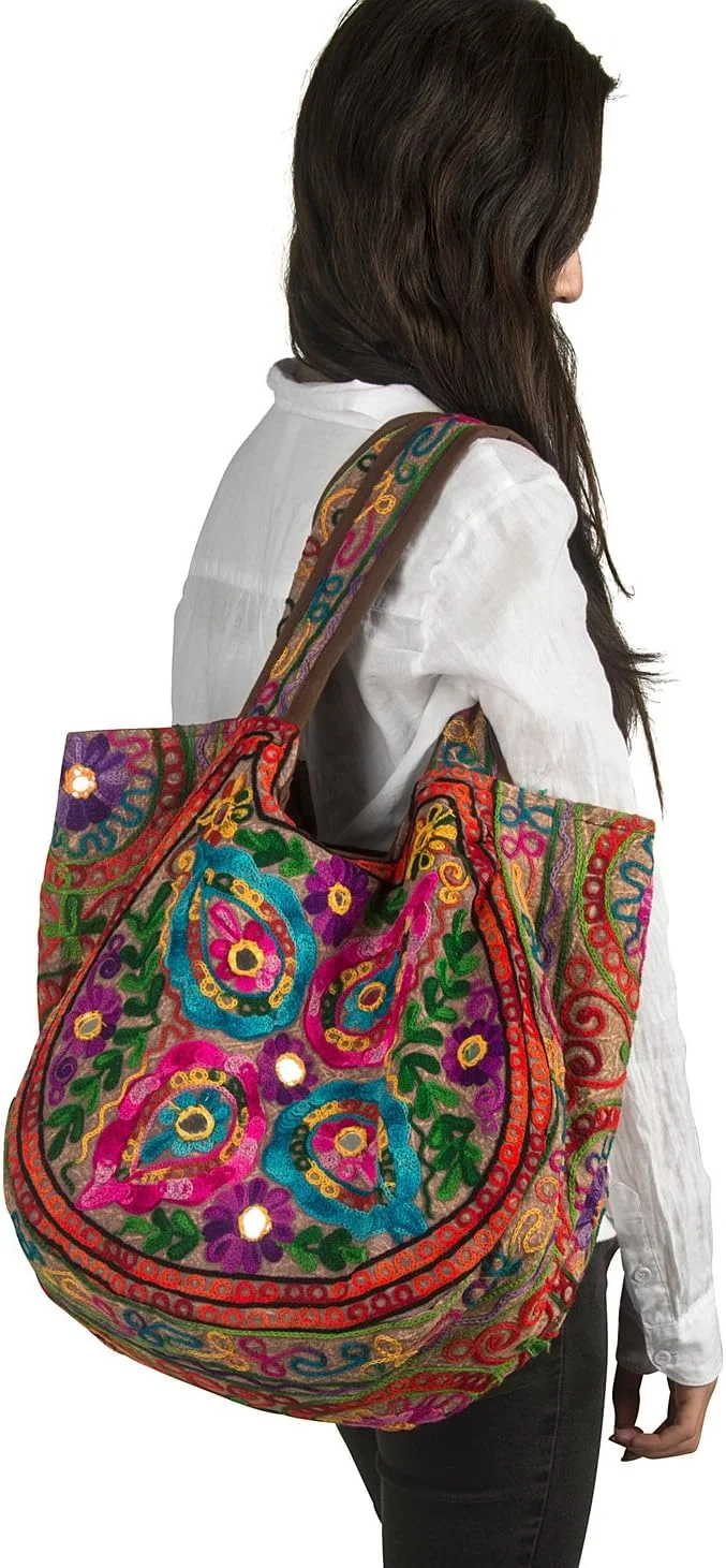 کیف دوشی زنانه طرح گلدار قهوه ای TribeAzure، کیف دستی مد روز، کیف دستی روزمره بهاره و تابستانه با دسته