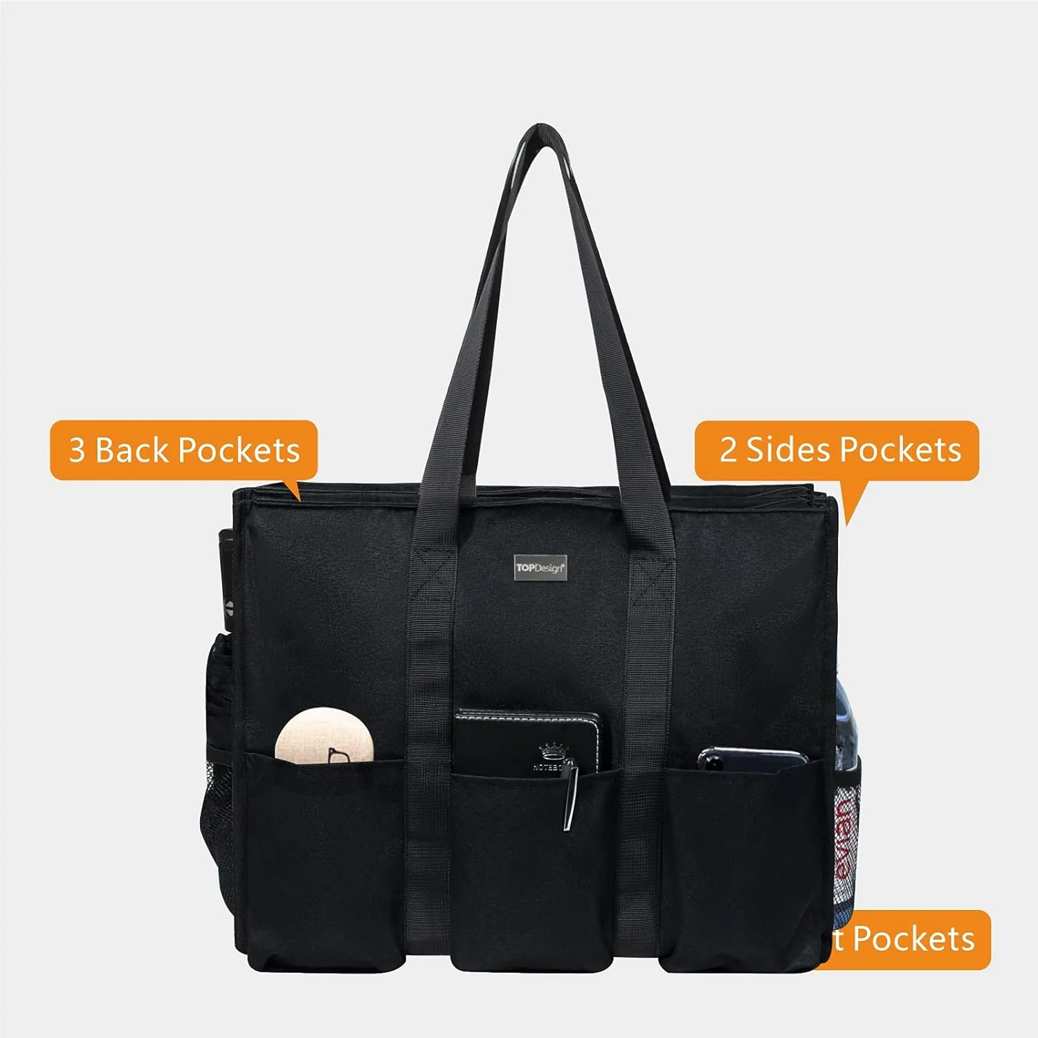 کیف دستی جادار TOPDesign مقاوم در برابر آب با ۱۳ جیب بیرونی و داخلی، دارای زیپ و کفی ضخیم، مناسب برای بانوان شاغل، معلمان، پرستاران و حسابداران کیف دستی جادار TOPDesign مقاوم در برابر آب با ۱۳ جیب بیرونی و داخلی، دارای زیپ و کفی ضخیم، مناسب برای بانوان شاغل، معلمان، پرستاران و حسابداران