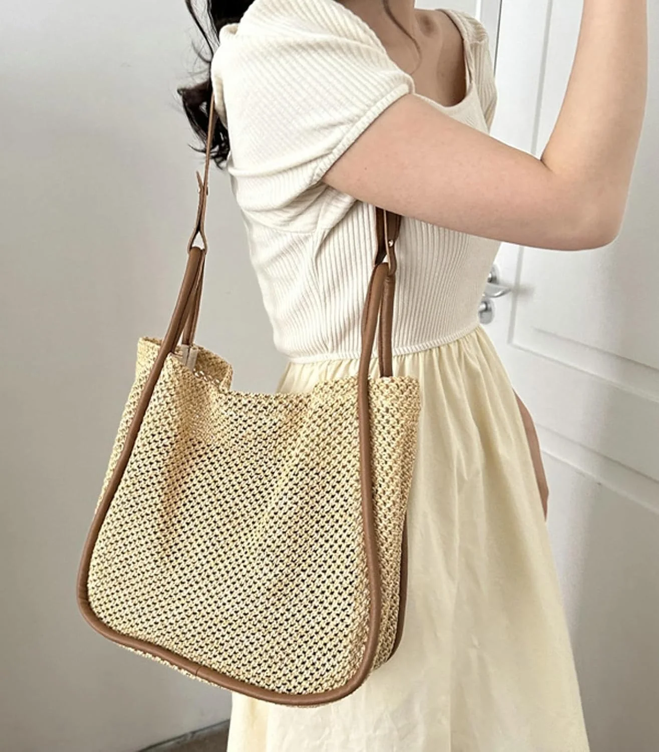 ست کیف شانه ای زنانه، کیف ساحلی با کیف لوازم آرایشی چرمی، کیف بافتنی قلاب بافی، کیف بزرگ مسافرتی، کیف کولی، طراحی توری توخالی ست کیف شانه ای زنانه، کیف ساحلی با کیف لوازم آرایشی چرمی، کیف بافتنی قلاب بافی، کیف بزرگ مسافرتی، کیف کولی، طراحی توری توخالی