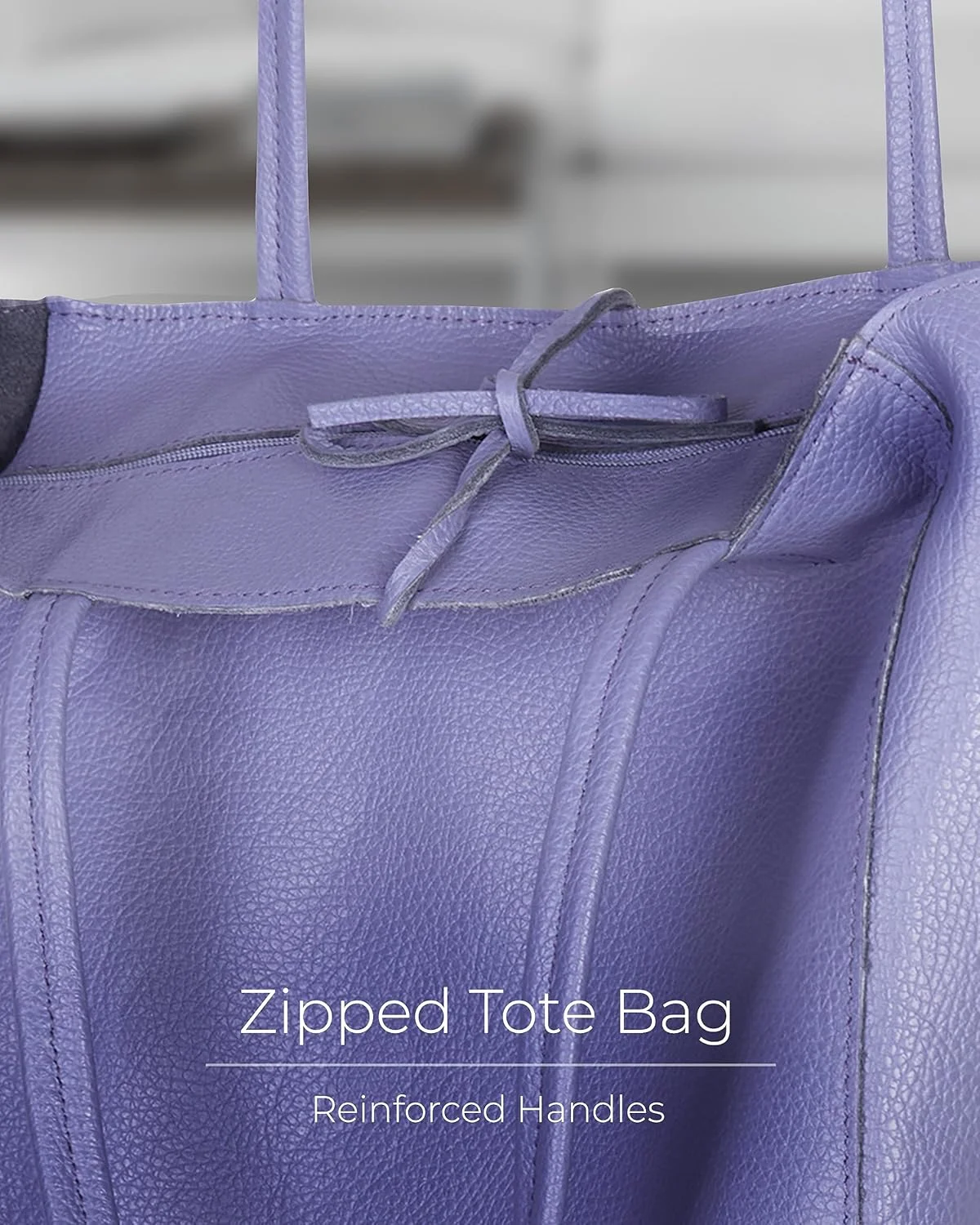 کیف دستی چرمی زنانه ایتالیایی با زیپ - کیف بزرگ برای خرید، کار و مسافرت