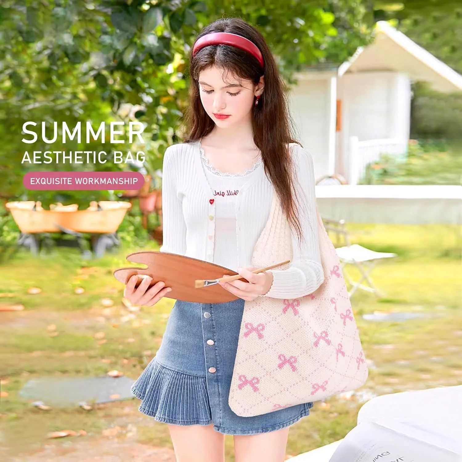 کیف بافتنی تزویک، کیف توری ساحلی، کیف بزرگ دوشی زیبا، کیف دستی هوبو زنانه مناسب تابستان