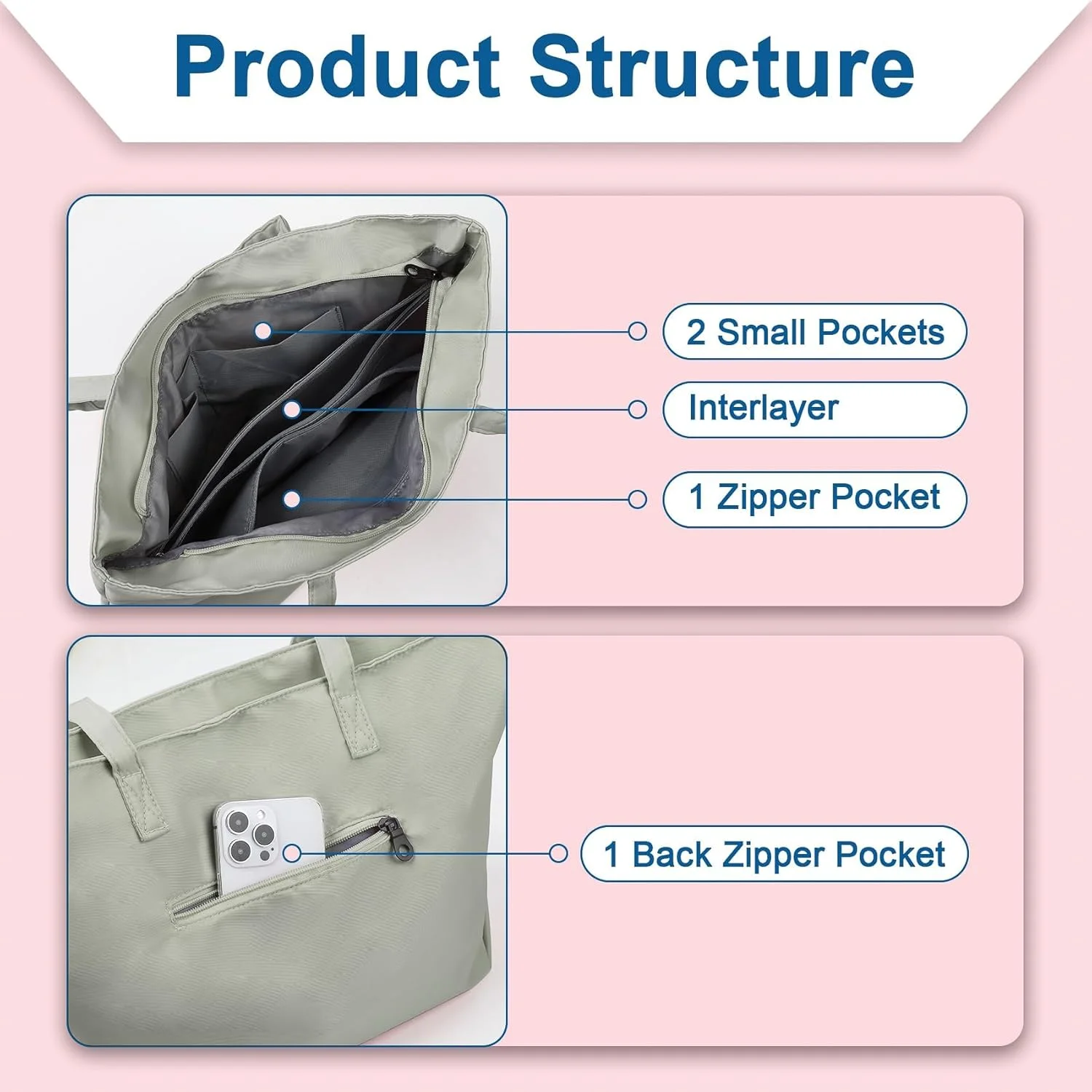 کیف دستی نایلونی زنانه، کیف بزرگ دوشی با جیب های متعدد و بست زیپی، مناسب برای کار، مسافرت و دانشگاه کیف دستی نایلونی زنانه، کیف بزرگ دوشی با جیب های متعدد و بست زیپی، مناسب برای کار، مسافرت و دانشگاه