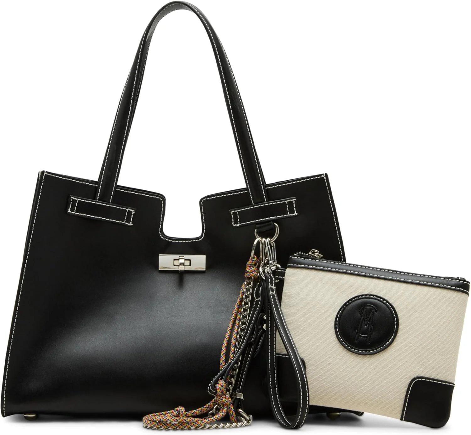 کیف دستی بزرگ استیو مادن Onyx به همراه کیف کوچک، مشکی، مشکی، تک سایز