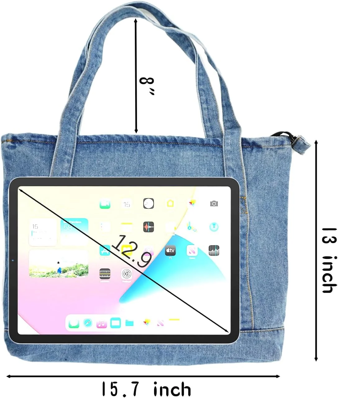 کیف دستی جین YunZh، سبک کژوال، سبک وزن، کلاسیک، مناسب سفر و خرید، کیف دوشی