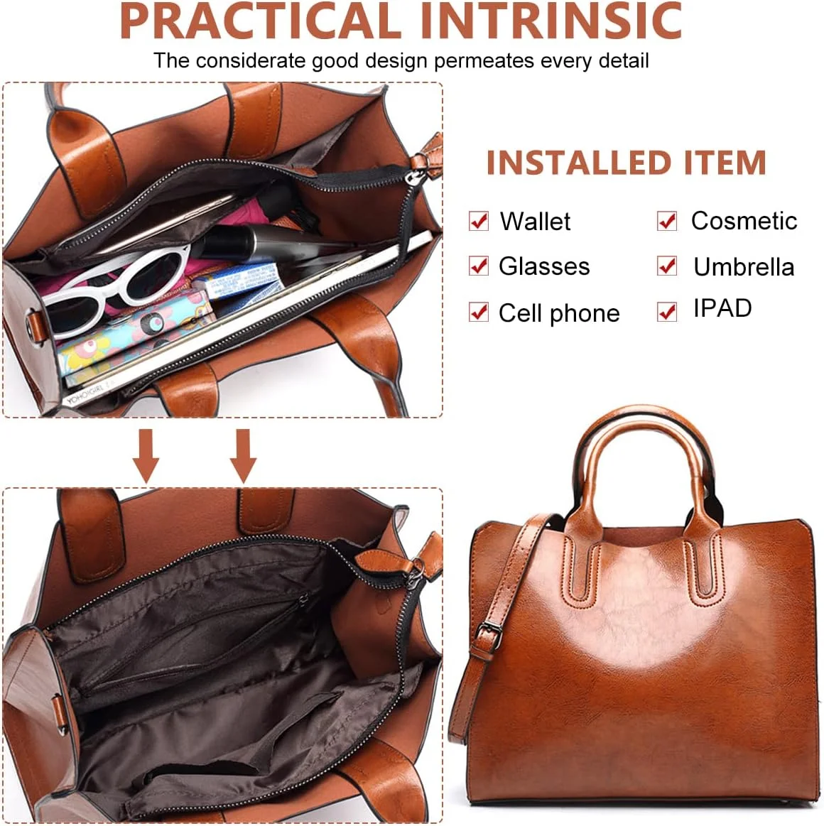 کیف دستی زنانه PU، کیف دوشی زنانه با بند قابل تنظیم جداشدنی، کیف دستی زنانه برای مسافرت، رفت و آمد، هدیه تولد برای زنان کیف دستی زنانه PU، کیف دوشی زنانه با بند قابل تنظیم جداشدنی، کیف دستی زنانه برای مسافرت، رفت و آمد، هدیه تولد برای زنان