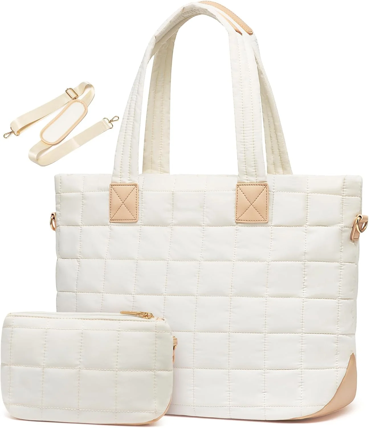 کیف دستی زنانه، کیف بزرگ لحافی 26 لیتری با زیپ، سبک وزن مناسب کار، مسافرت، کیف شانه ای باشگاه، کیف بزرگ لحافی 45x18x32 سانتی متر، مناسب برای لپ تاپ 15.6 اینچی