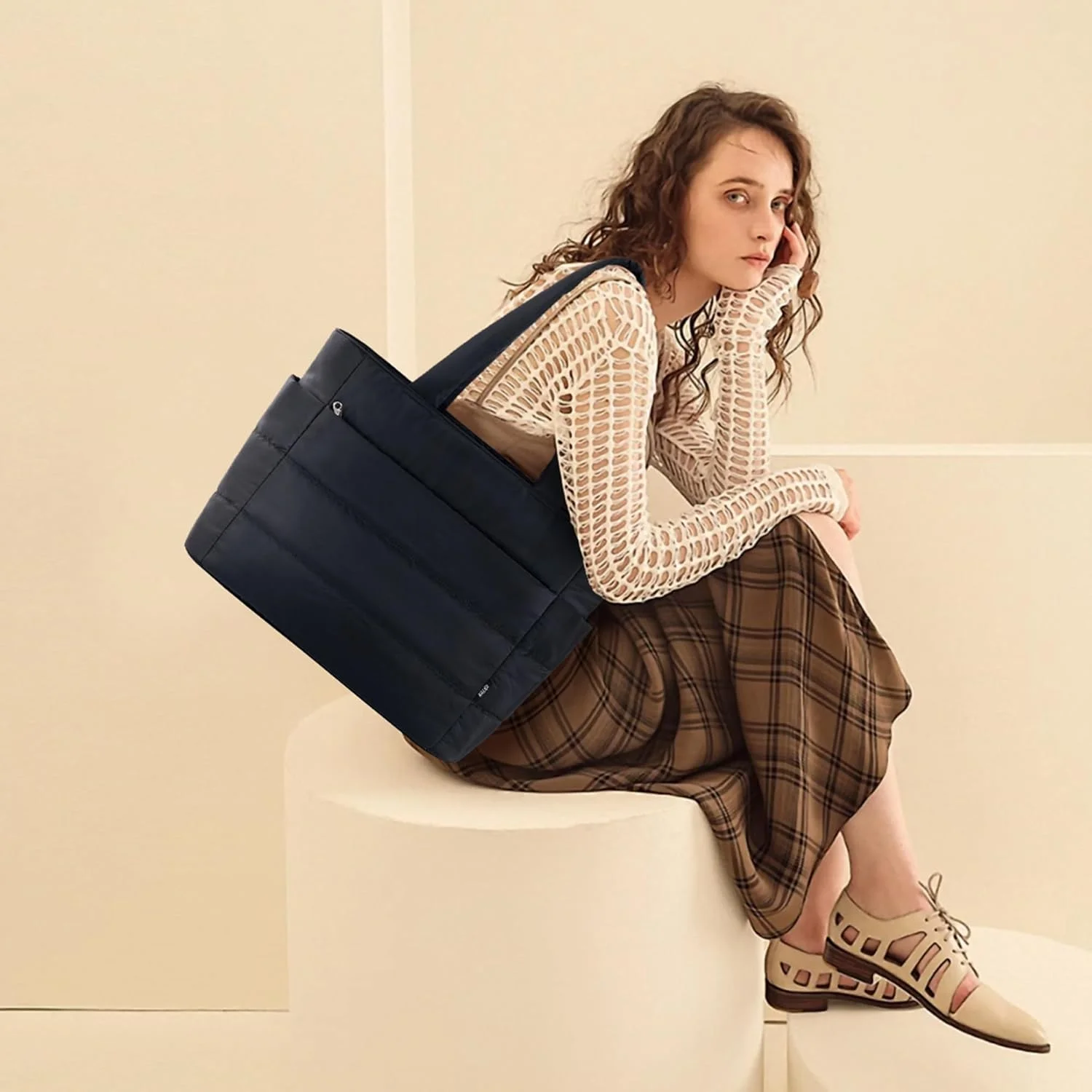 کیف دستی زنانه طرح دار، کیف خرید سبک وزن مناسب برای سفر، کار، باشگاه و استفاده روزمره