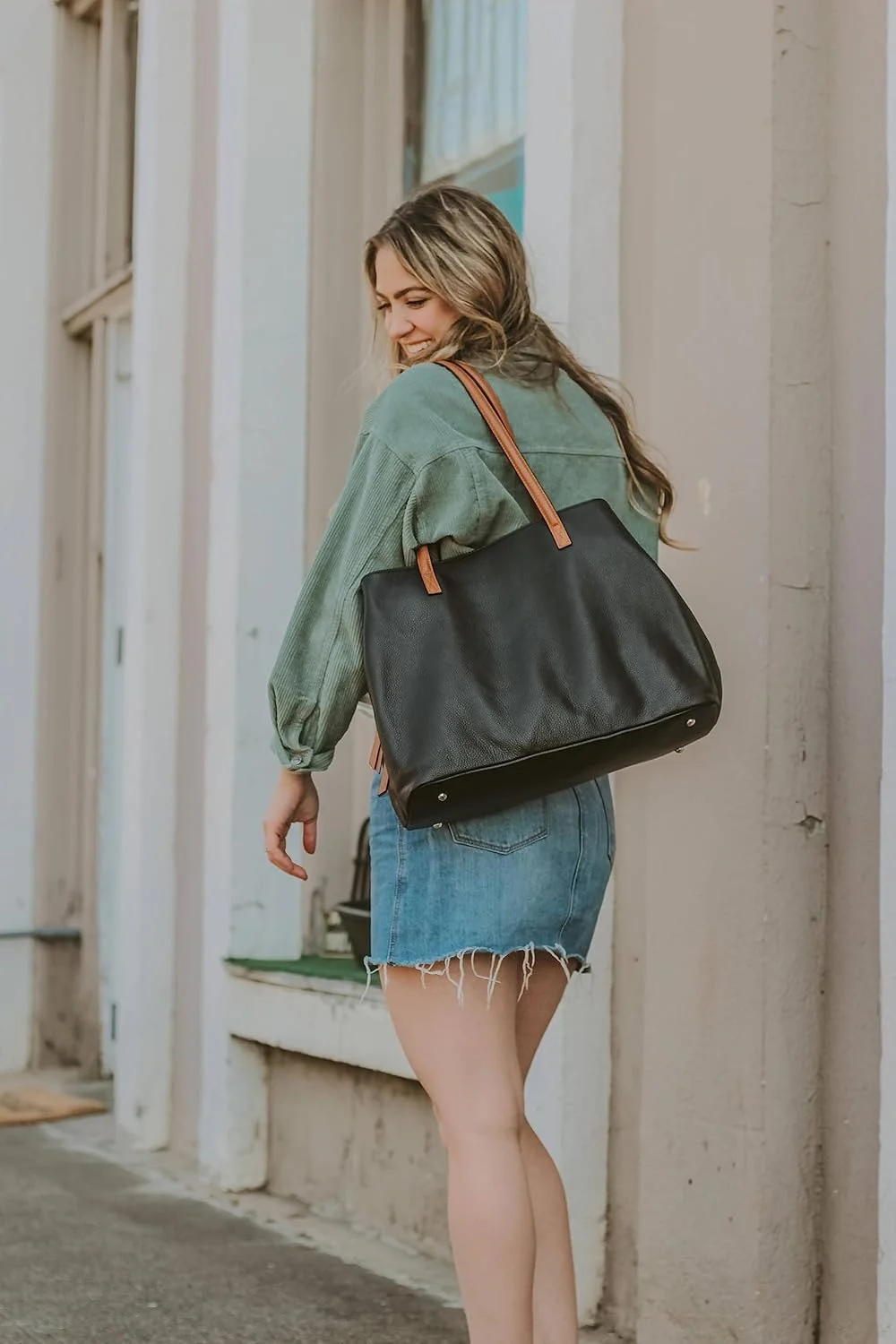 کیف دستی چرمی زنانه S-ZONE، کیف بزرگ دوشی جادار مناسب برای لپ تاپ 13 اینچی