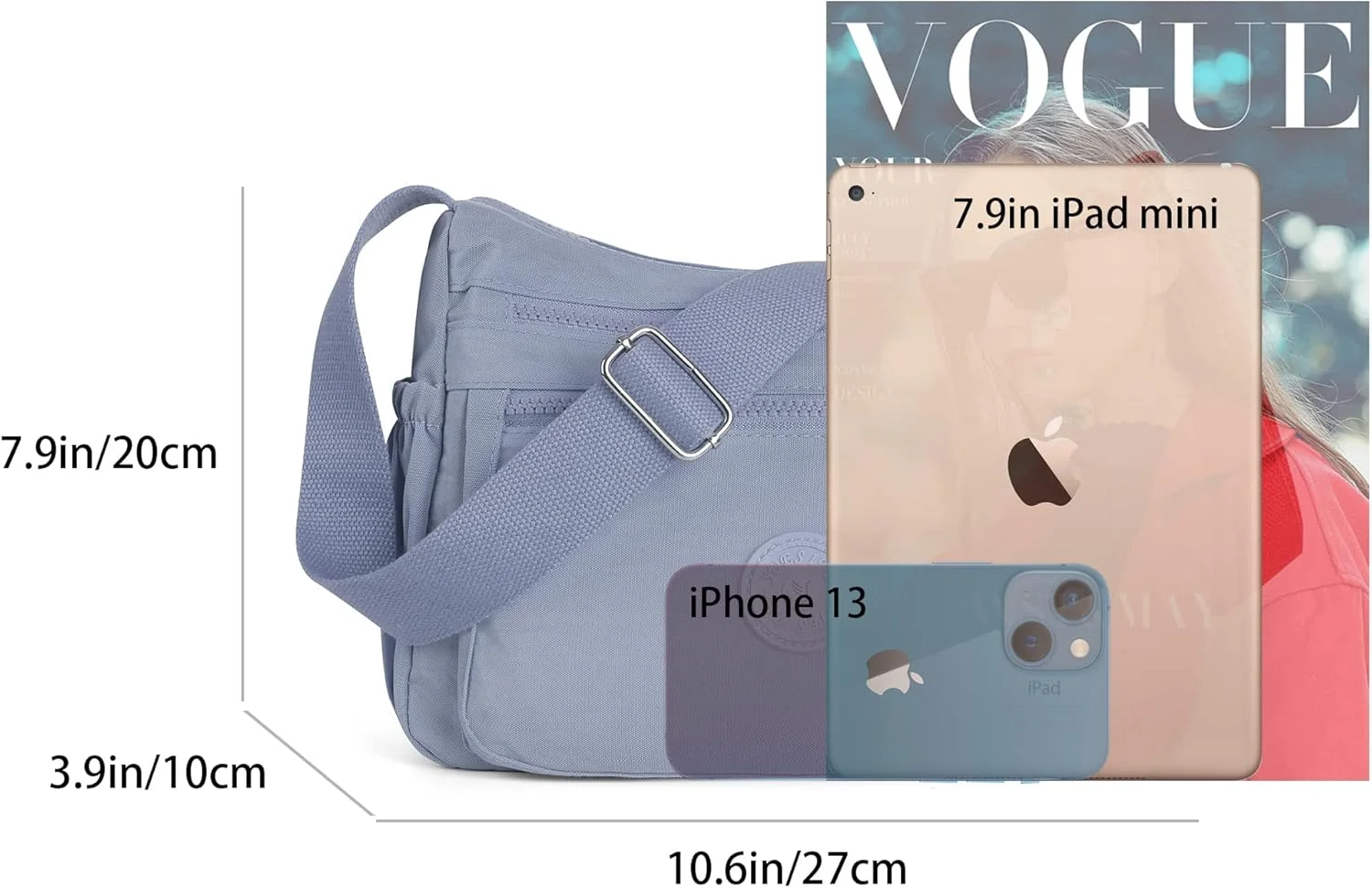 کیف دوشی زنانه ضد آب، کیف دستی نایلونی غیر رسمی، کیف پول، کیف پیام رسان سبک وزن