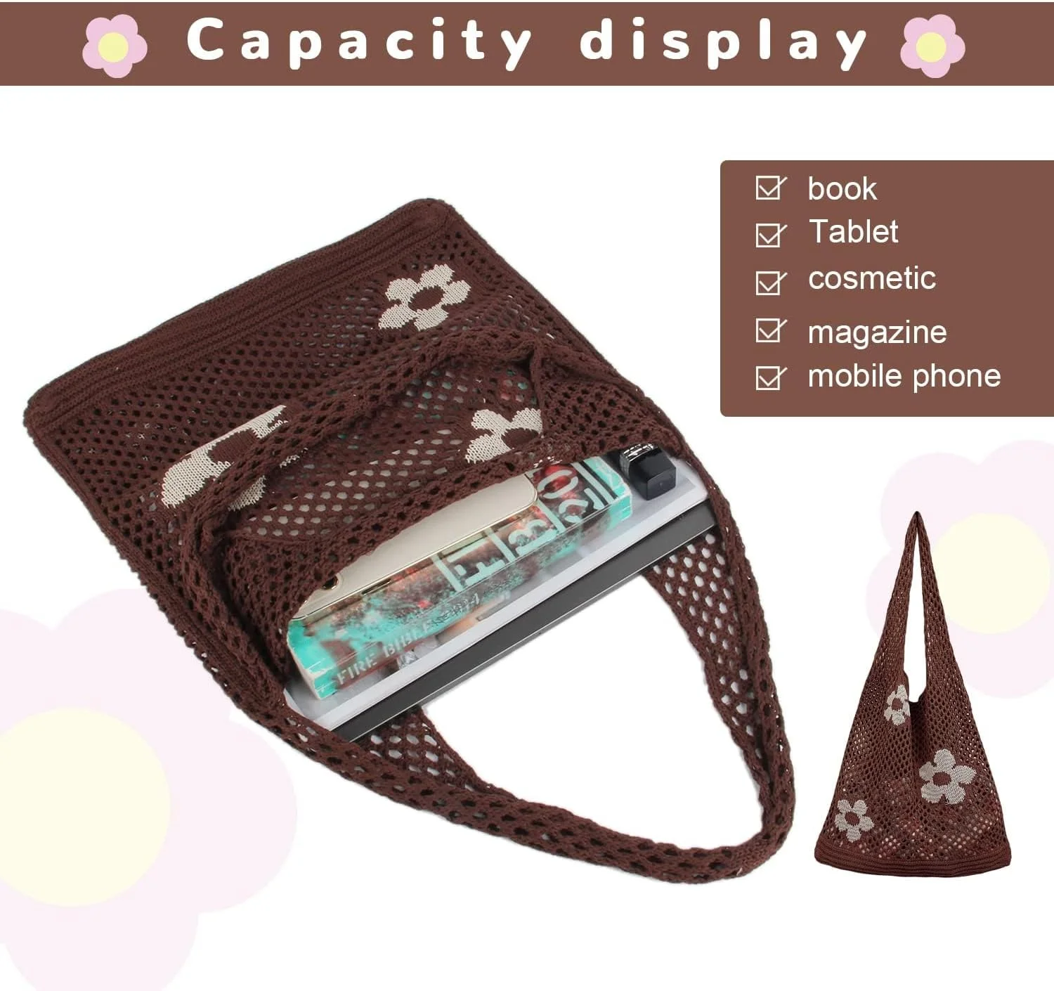 کیف بافتنی توری، کیف ساحلی توری، کیف دوشی زنانه تابستانی رترو، کیف دوشی وینتیج، کیف دستی بافتنی، کیف ساحلی توری با ظرفیت بزرگ برای خرید