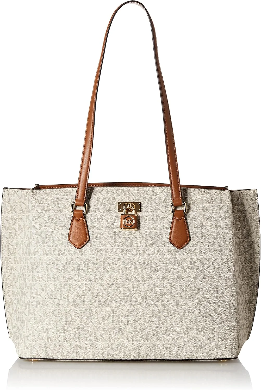 کیف دستی بزرگ مایکل کورس مدل Voyager از جنس چرم دانه دار و رنگ وانیلی/بلوطی