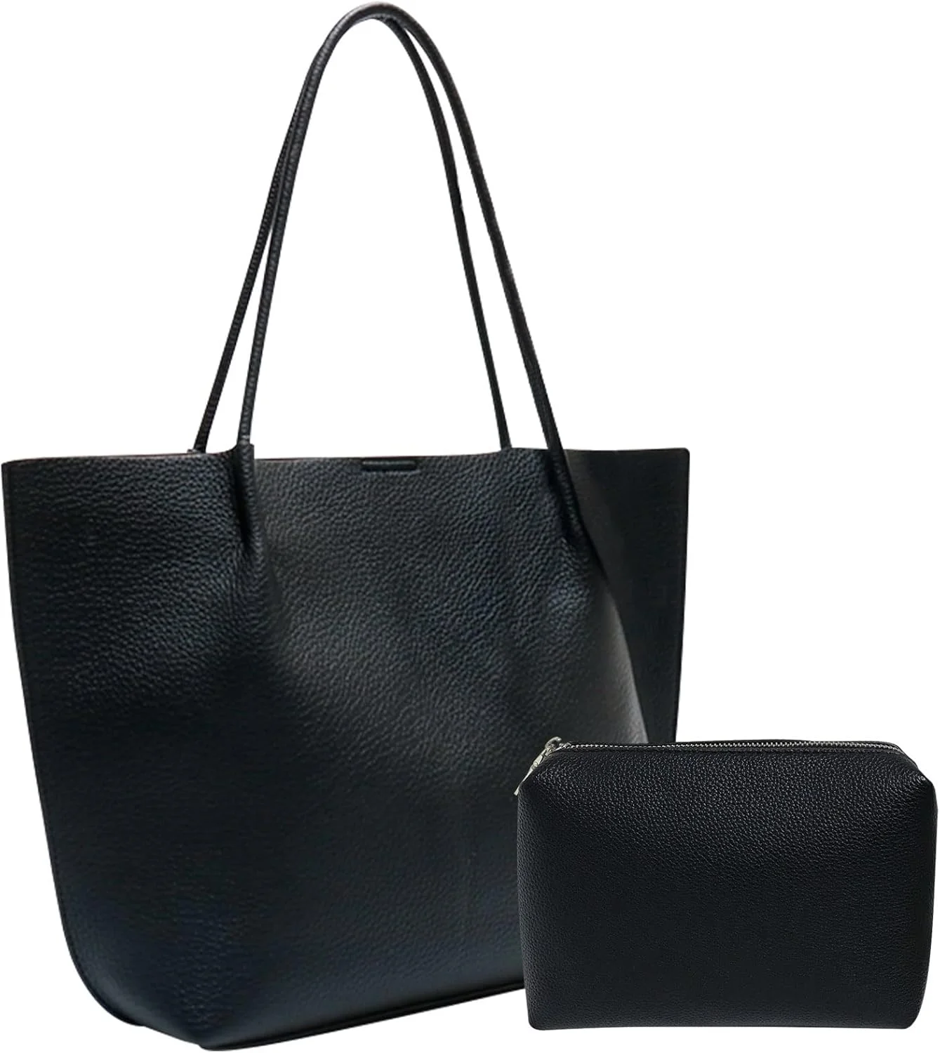 کیف دستی بزرگ زنانه، کیف دوشی بزرگ، کیف دستی زنانه با کیف پول ست، کیف و کیف دستی چرمی، کیف دوشی زنانه با دسته بالایی، کیف دستی (مشکی)