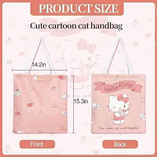 کیف دستی طرح کارتونی بامزه LUYAO برای زنان، کیف خرید بامزه کاوایی، کیف های دوشی با ظرفیت بزرگ، کیف های دستی مد روز، کیف نگهداری برای کار یا مدرسه (صورتی روشن)