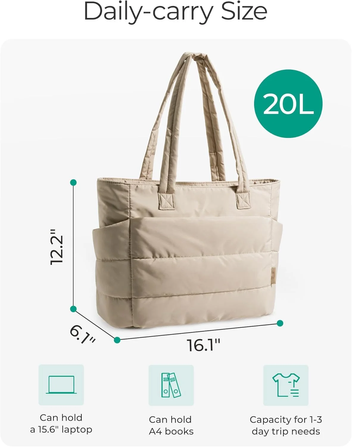 کیف دستی پفی زنانه، کیف شانه ای سبک وزن با محفظه های متعدد، ایده آل برای سفر، کار، باشگاه کیف دستی پفی زنانه، کیف شانه ای سبک وزن با محفظه های متعدد، ایده آل برای سفر، کار، باشگاه