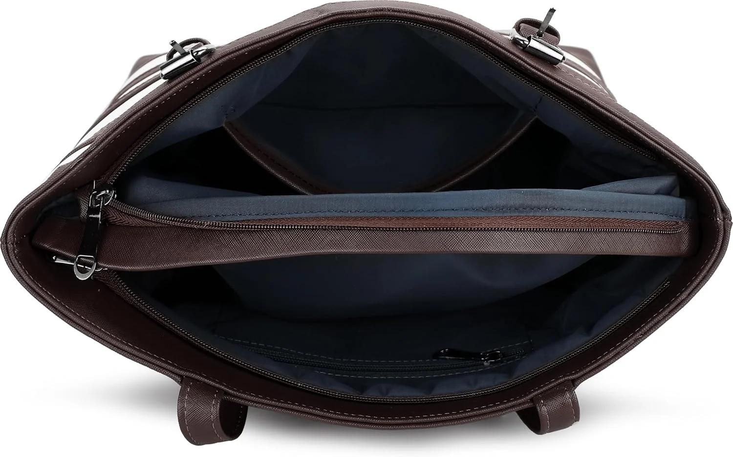 کیف دستی زنانه کی لندن از جنس چرم مصنوعی، جادار، شیک، بادوام، دارای زیپ، طرح راه راه نیمه شب، مناسب برای استفاده روزمره و اداری