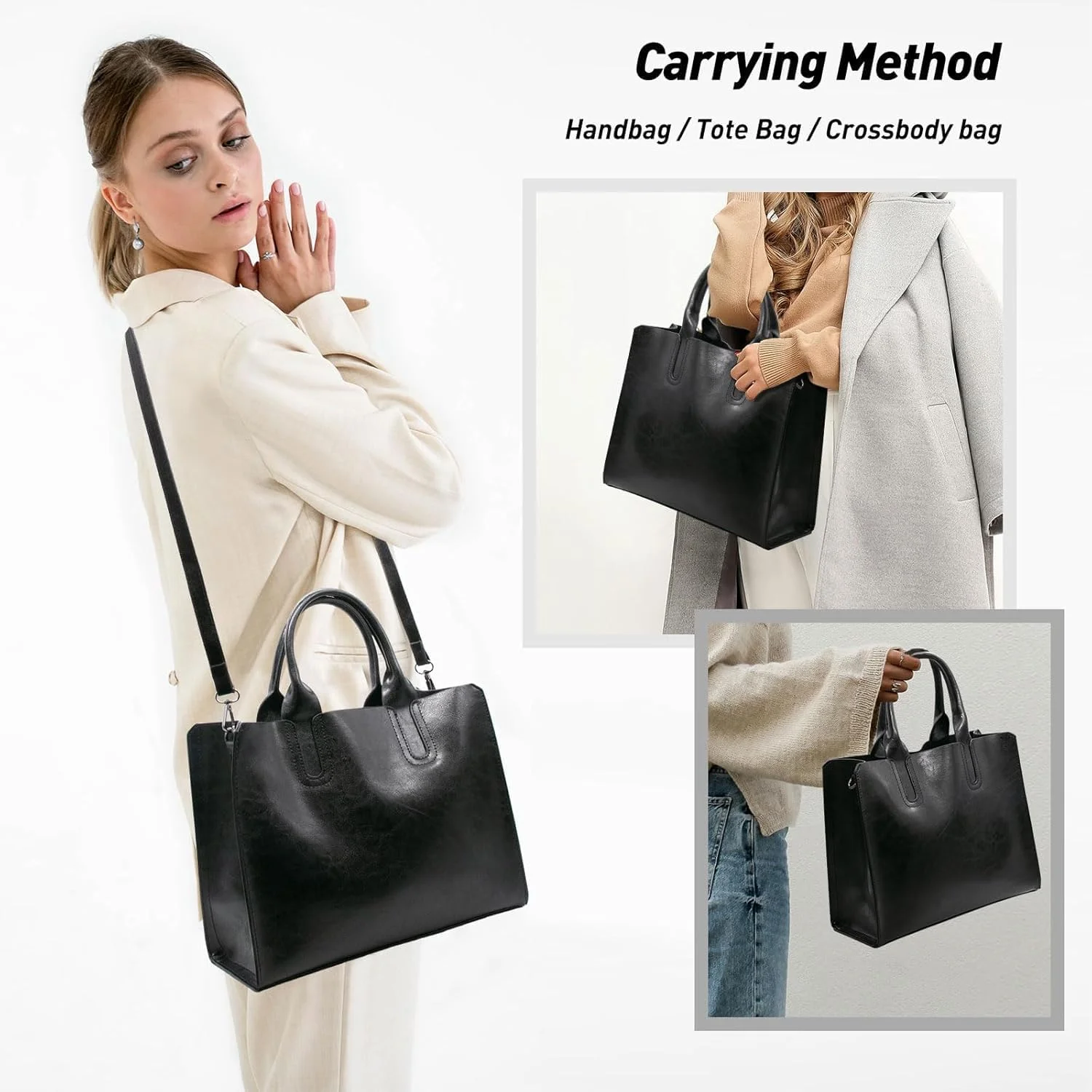 کیف دستی چرمی زنانه Azonee، کیف بزرگ با دسته بالایی، کیف دوشی کراس بادی وینتیج با بند قابل تنظیم برای بانوان، شیک و بادوام