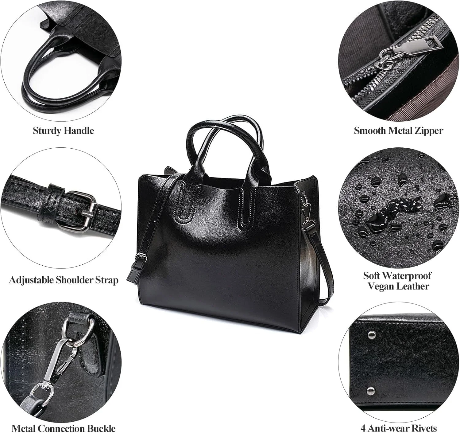 کیف دستی چرمی زنانه Azonee، کیف بزرگ با دسته بالایی، کیف دوشی کراس بادی وینتیج با بند قابل تنظیم برای بانوان، شیک و بادوام