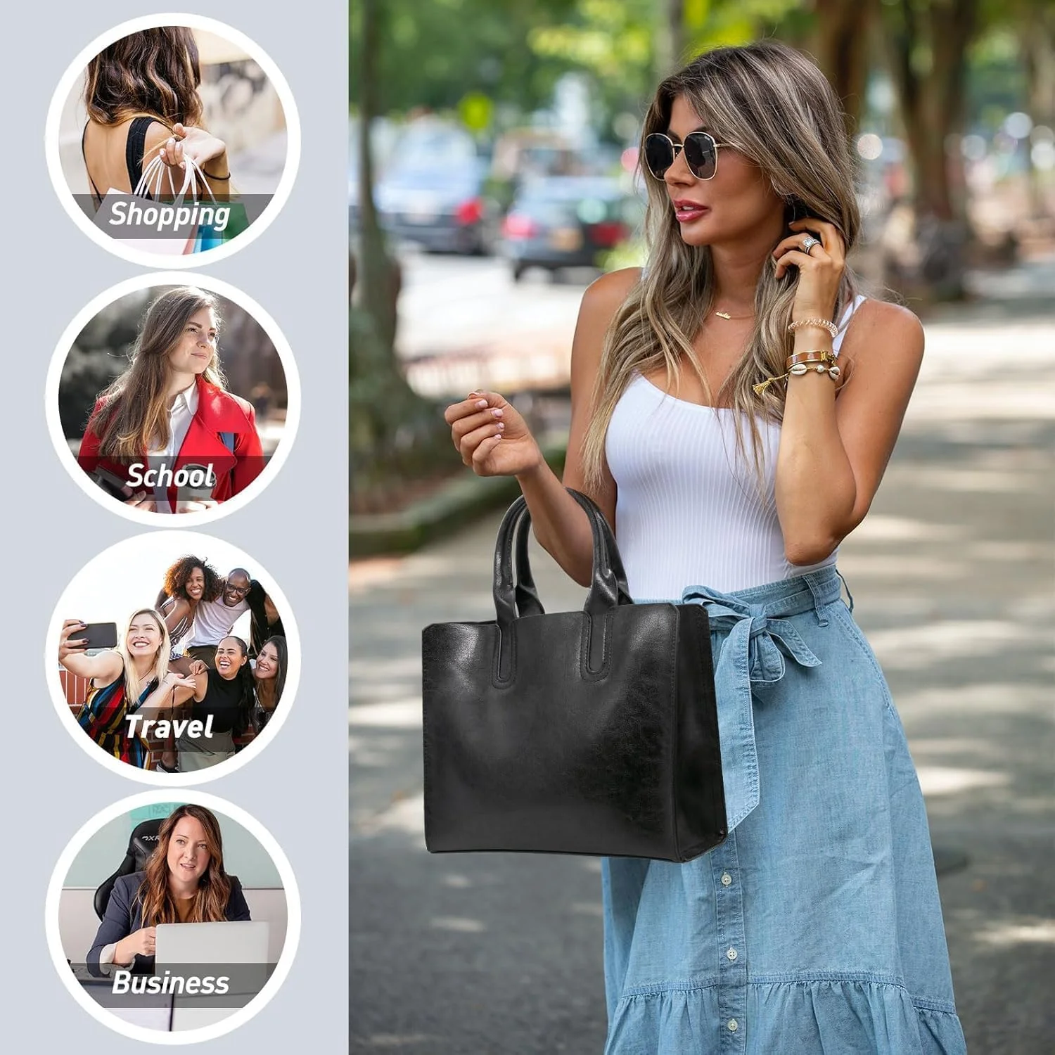 کیف دستی چرمی زنانه Azonee، کیف بزرگ با دسته بالایی، کیف دوشی کراس بادی وینتیج با بند قابل تنظیم برای بانوان، شیک و بادوام