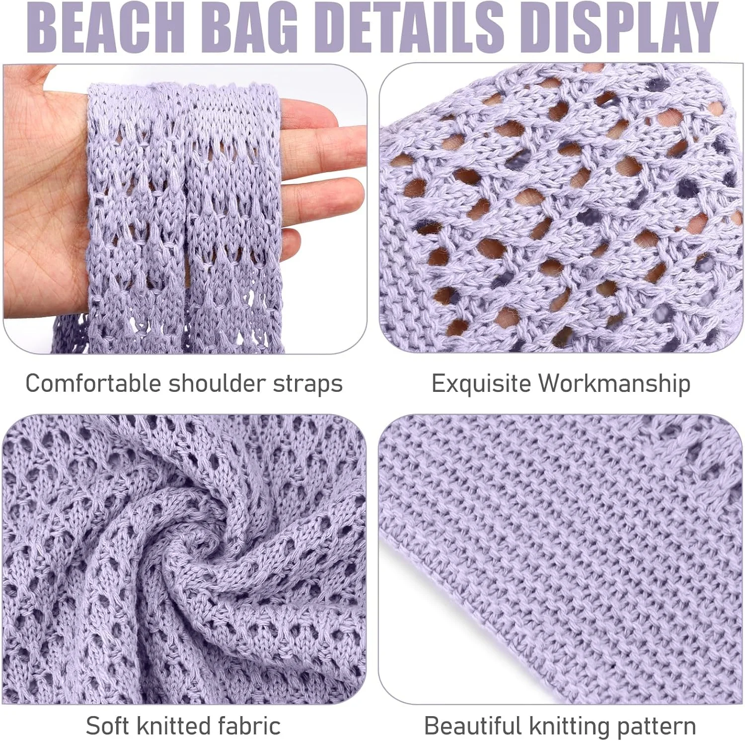 کیف بافتنی زنانه، کیف توری ساحلی زنانه، کیف ساحلی بوهو زیبا برای تعطیلات، کیف بافتنی تابستانی