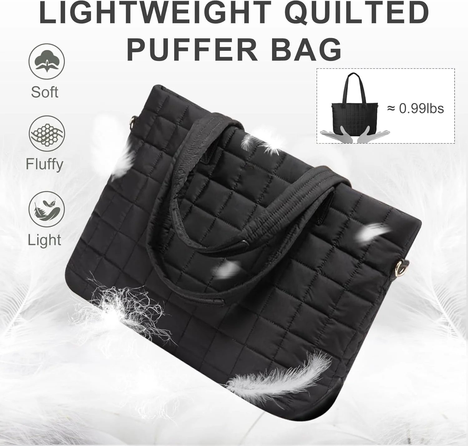 کیف دستی بزرگ زنانه پفی لحافی با یک کیف کوچک برای کار، مسافرت، باشگاه و استفاده روزانه، دارای جیبهای متعدد و بند شانه، مناسب برای تبلت، کتاب، لوازم آرایشی و بطری کیف دستی بزرگ زنانه پفی لحافی با یک کیف کوچک برای کار، مسافرت، باشگاه و استفاده روزانه، دارای جیبهای متعدد و بند شانه، مناسب برای تبلت، کتاب، لوازم آرایشی و بطری