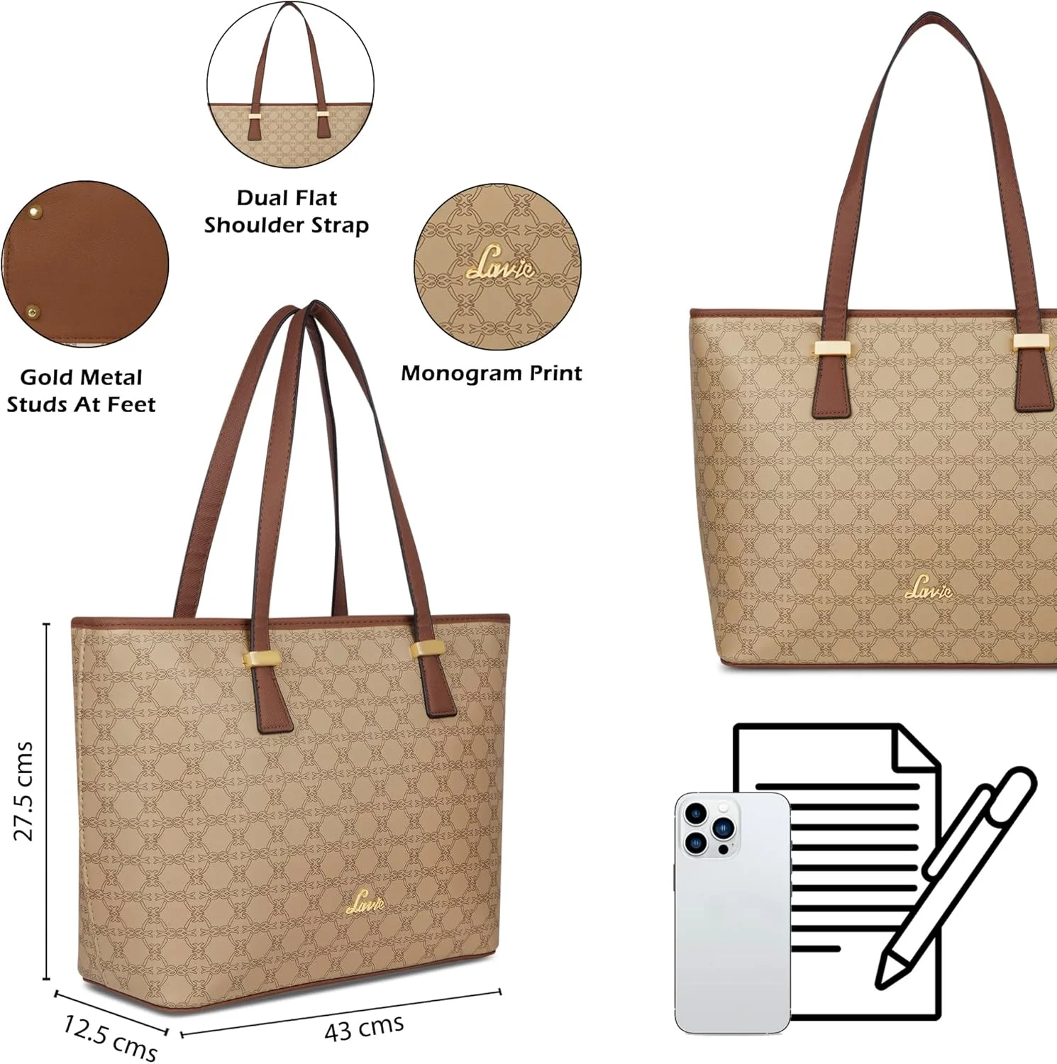 کیف دستی زنانه لاوی مدل Sherry با طرح مونوپرینت | کیف دستی زنانه