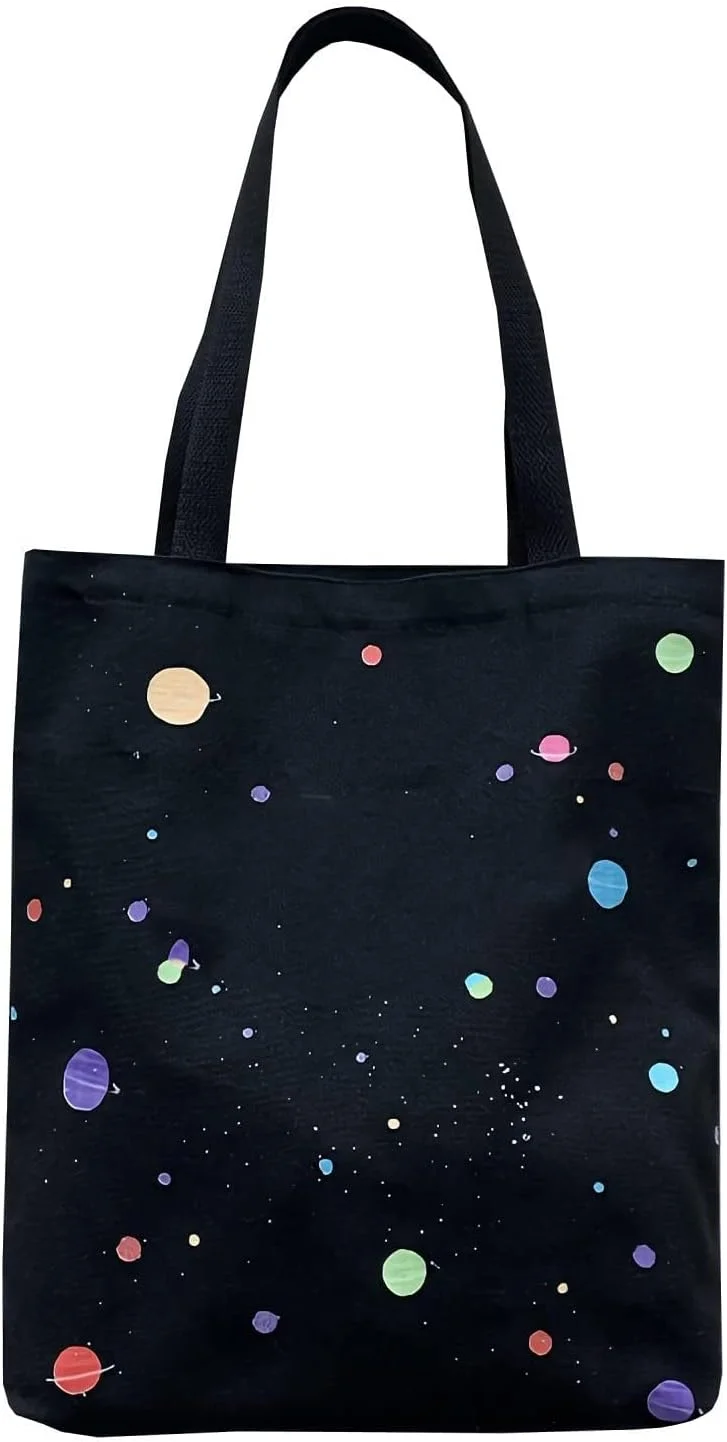 کیف دستی بومِی خزنه، با کیسه‌های خرید جداگانه، کیف خرید قابل استفاده مجدد با جیب داخلی، کیف دستی ساحلی شیک خال‌خالی برای زنان و دختران (مشکی)