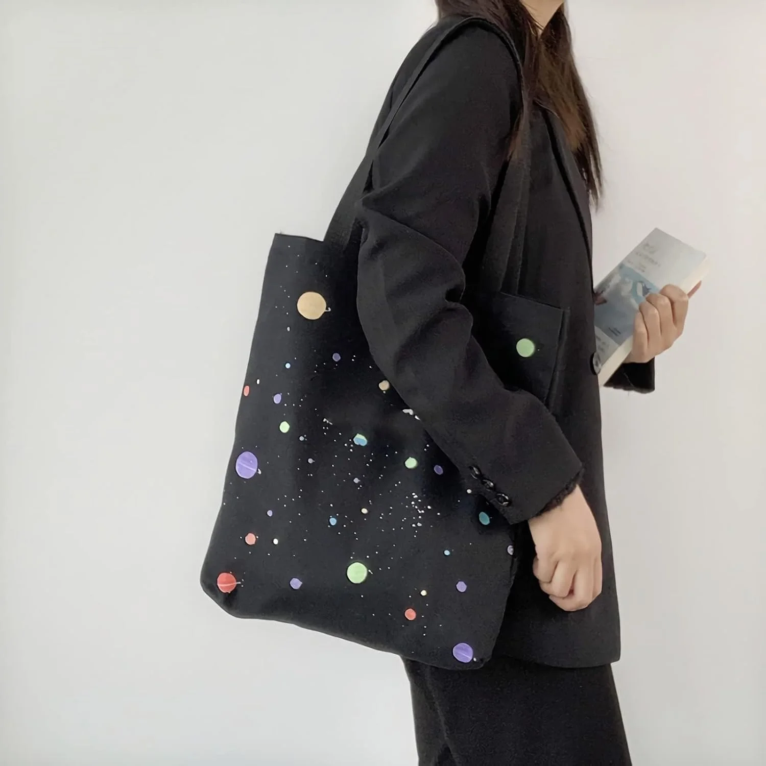 کیف دستی بومِی خزنه، با کیسههای خرید جداگانه، کیف خرید قابل استفاده مجدد با جیب داخلی، کیف دستی ساحلی شیک خالخالی برای زنان و دختران (مشکی) کیف دستی بومِی خزنه، با کیسههای خرید جداگانه، کیف خرید قابل استفاده مجدد با جیب داخلی، کیف دستی ساحلی شیک خالخالی برای زنان و دختران (مشکی)