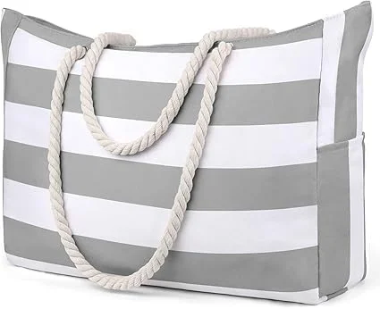 کیف بزرگ زنانه، مناسب ساحل و استخر، ضد آب و ضد شن با زیپ برای شنا، مسافرت و باشگاه