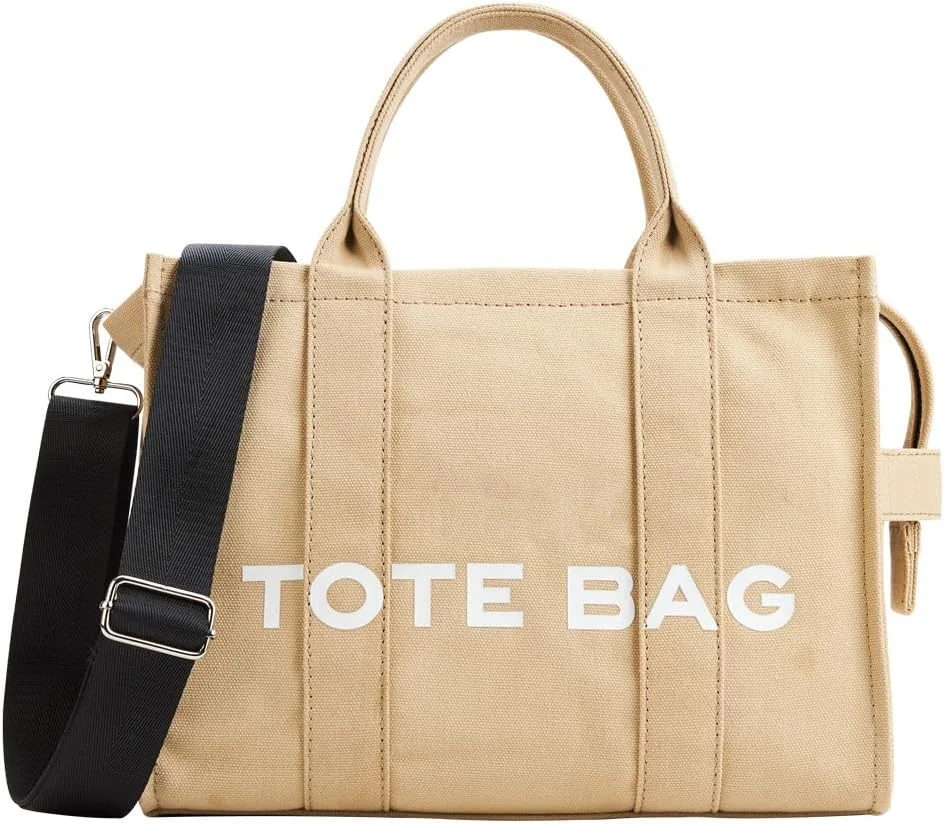 کیف دستی کرباس زنانه KALIDI، کیف کرباس با زیپ و جیب، کیف شانه ای کرباس زنانه، کیف دستی کراس بادی کرباس غیررسمی برای مدرسه، مسافرت، کار