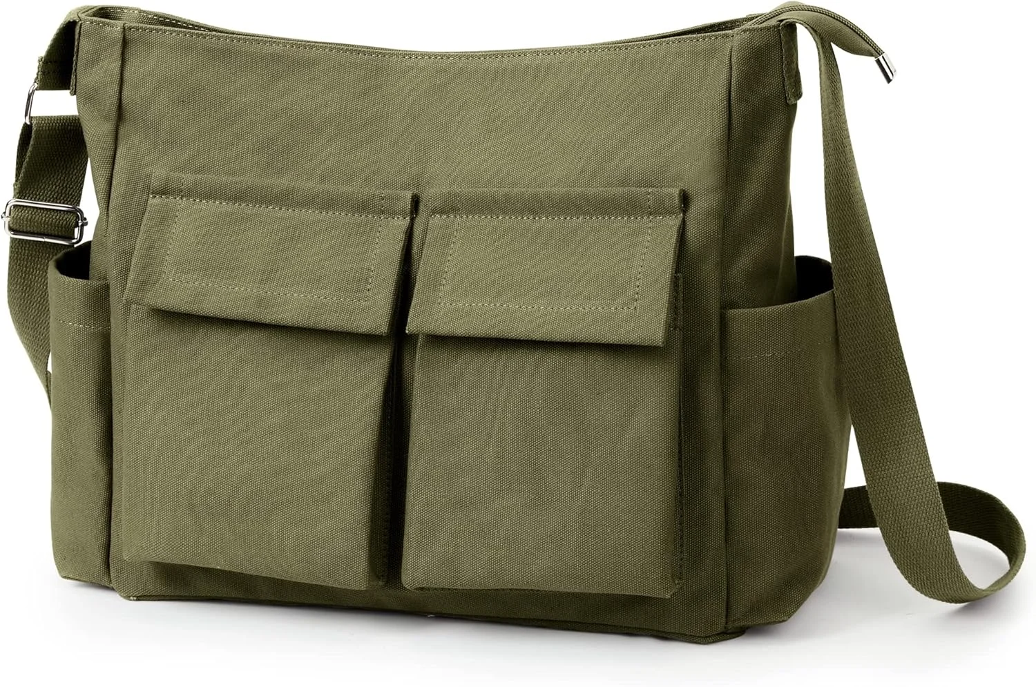 کیف دستی بوم کتان KALIDI، کیف پیام رسان با جیب و زیپ، کیف بزرگ دوشی، کیف کراس بادی برای زنان، مردان، دانشگاه، کار، مسافرت، استفاده روزمره