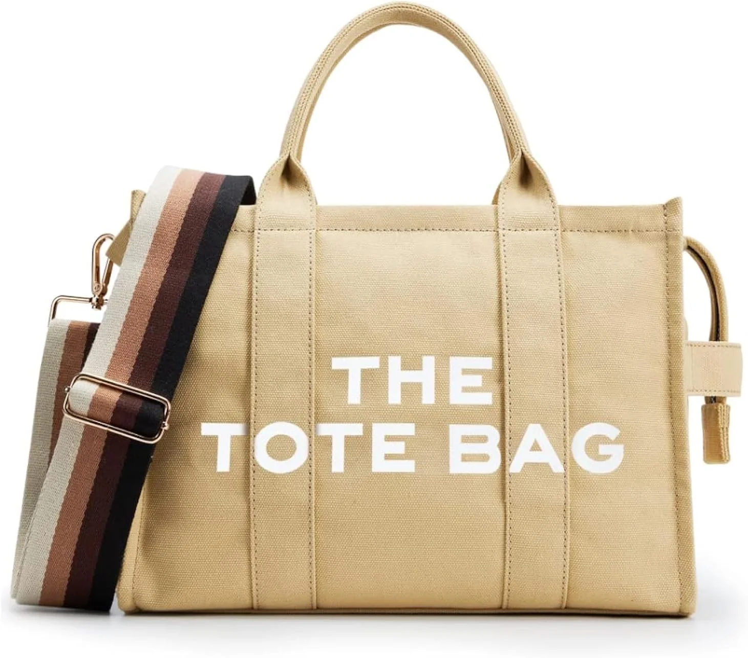 کیف دستی زنانه KALIDI طرح جنگل فانتزی با زیپ، سایز بزرگ/متوسط/کوچک، کیف های دستی برزنتی/چرم مصنوعی/EVA شفاف، خاکی، متوسط