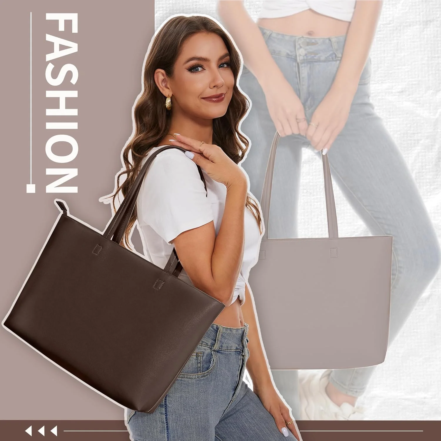 کیف دستی زنانه KALIDI، کیف دوشی زیپدار، کیف چرم مصنوعی بزرگ، کیف دستی غیررسمی برای کار، قرار ملاقات، دانشگاه کیف دستی زنانه KALIDI، کیف دوشی زیپدار، کیف چرم مصنوعی بزرگ، کیف دستی غیررسمی برای کار، قرار ملاقات، دانشگاه