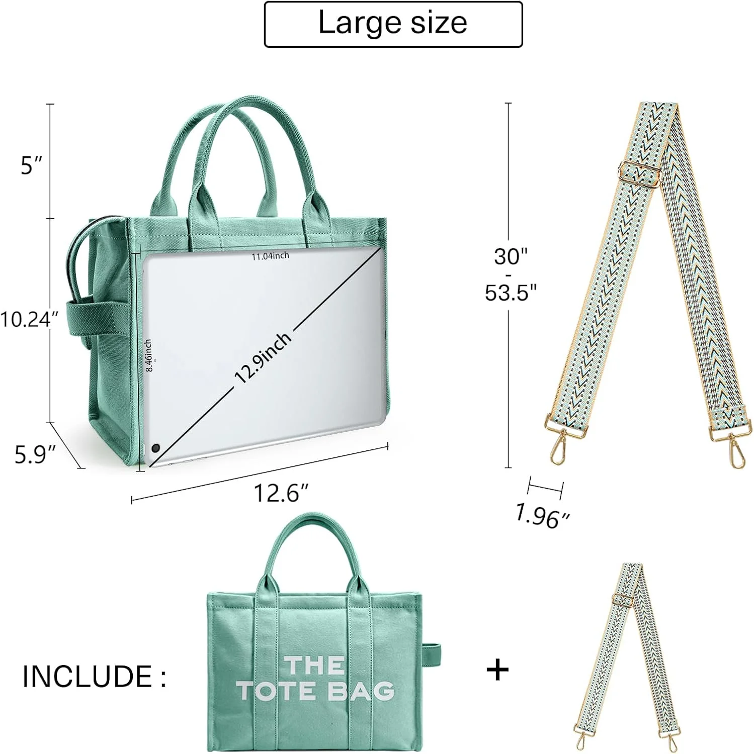 کیف دستی زنانه کرباس KALIDI، کیف کرباسی با زیپ و جیب، کیف دوشی کرباسی زنانه مناسب مدرسه، سفر و کار