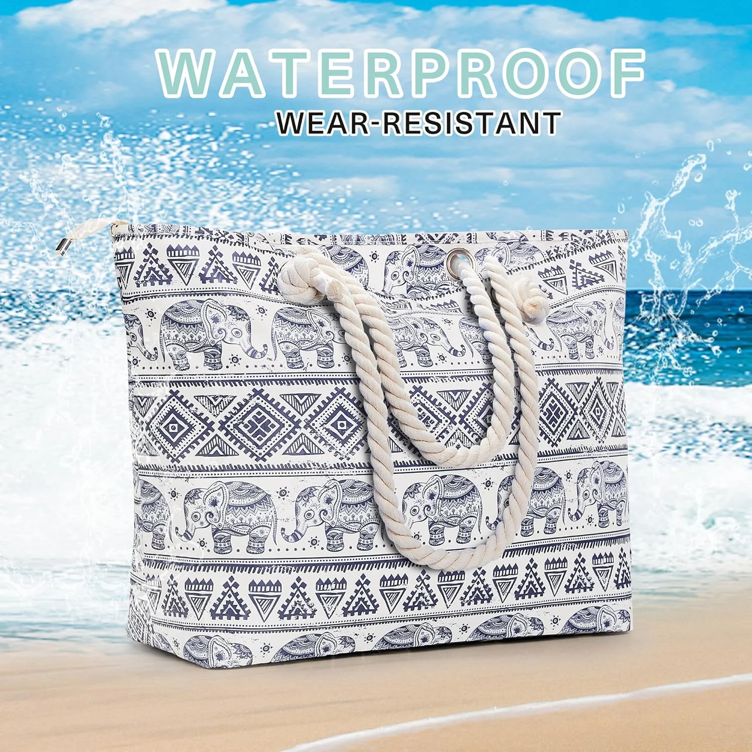 کیف ساحلی بسیار بزرگ زنانه KALIDI با زیپ ضد آب، کیف های دستی ساحلی با جیب، کیف ورزشی بزرگ زنانه، کیف دستی تابستانی زنانه، کیف شانه ای، کیف خرید