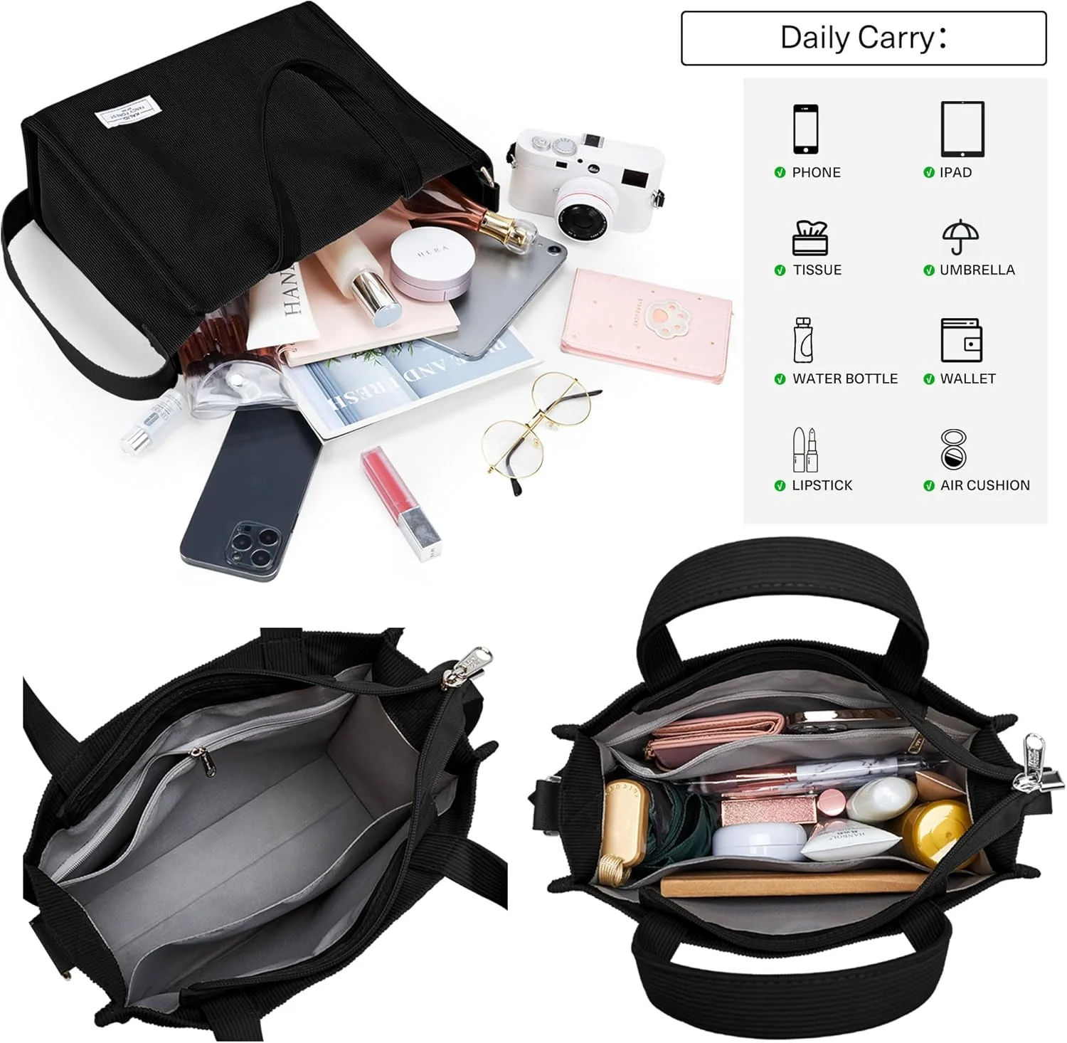 کیف دستی زنانه KALIDI، کیف کراس بادی مخملی، کیف دستی روزمره با زیپ، کیف شانه ای شیک، کیف بزرگ کراس بادی