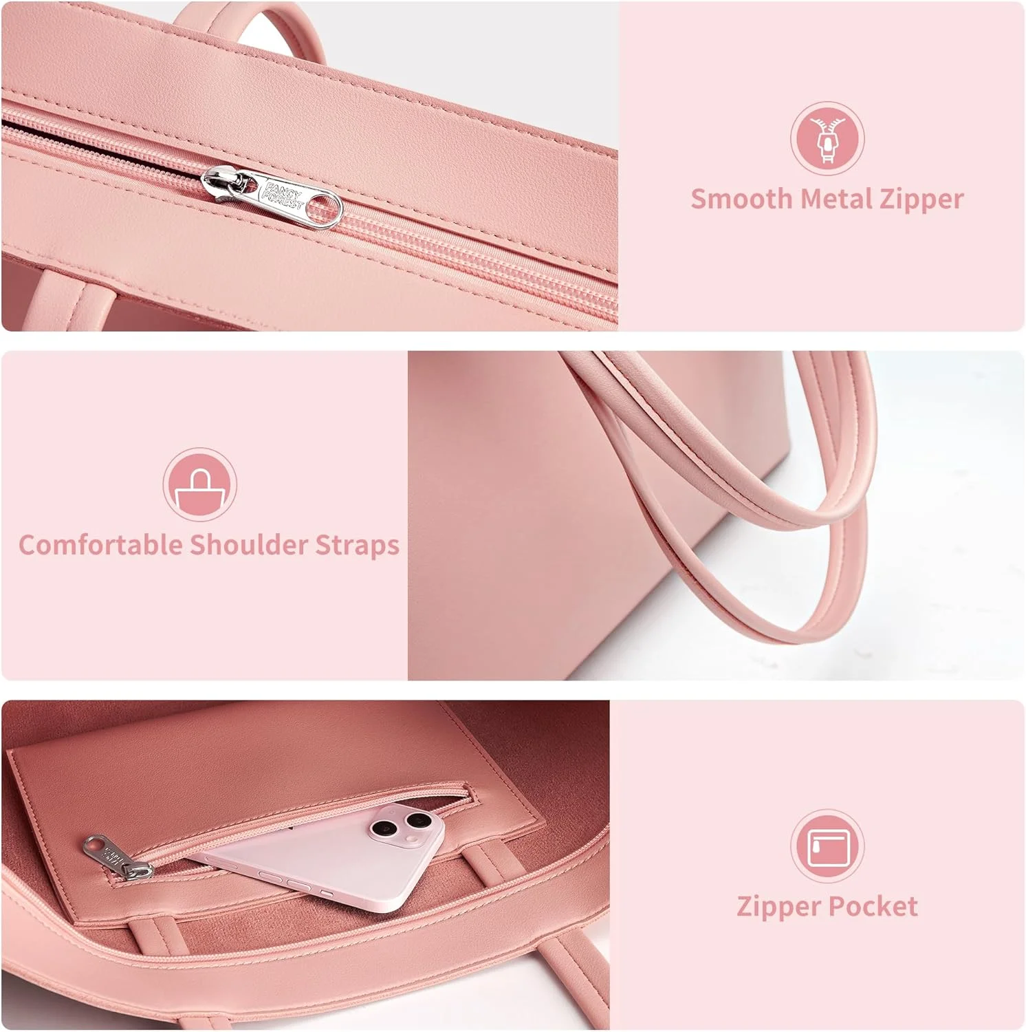 کیف دستی زنانه KALIDI، کیف دوشی زیپ‌دار، کیف چرم مصنوعی بزرگ، مناسب کار، قرار ملاقات و دانشگاه