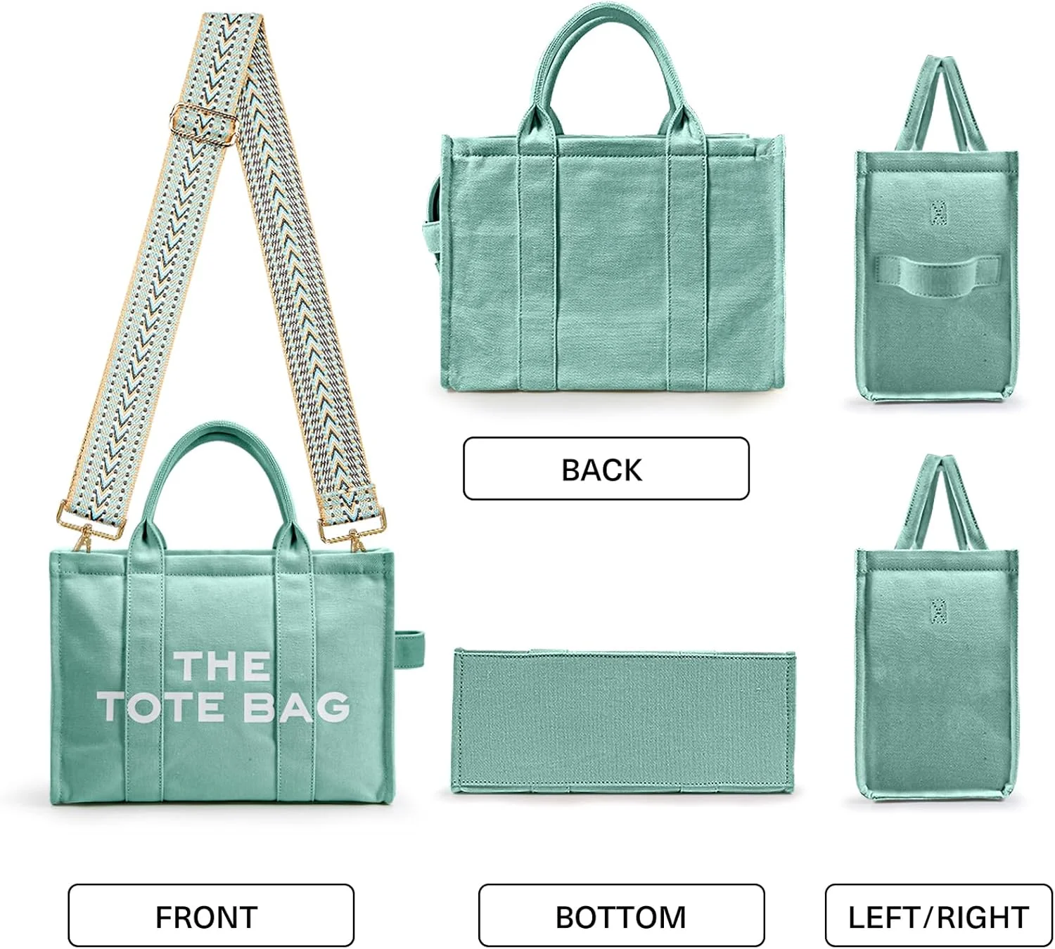 کیف دستی زنانه کرباس KALIDI، کیف کرباسی با زیپ و جیب، کیف دوشی کرباسی زنانه مناسب مدرسه، سفر و کار